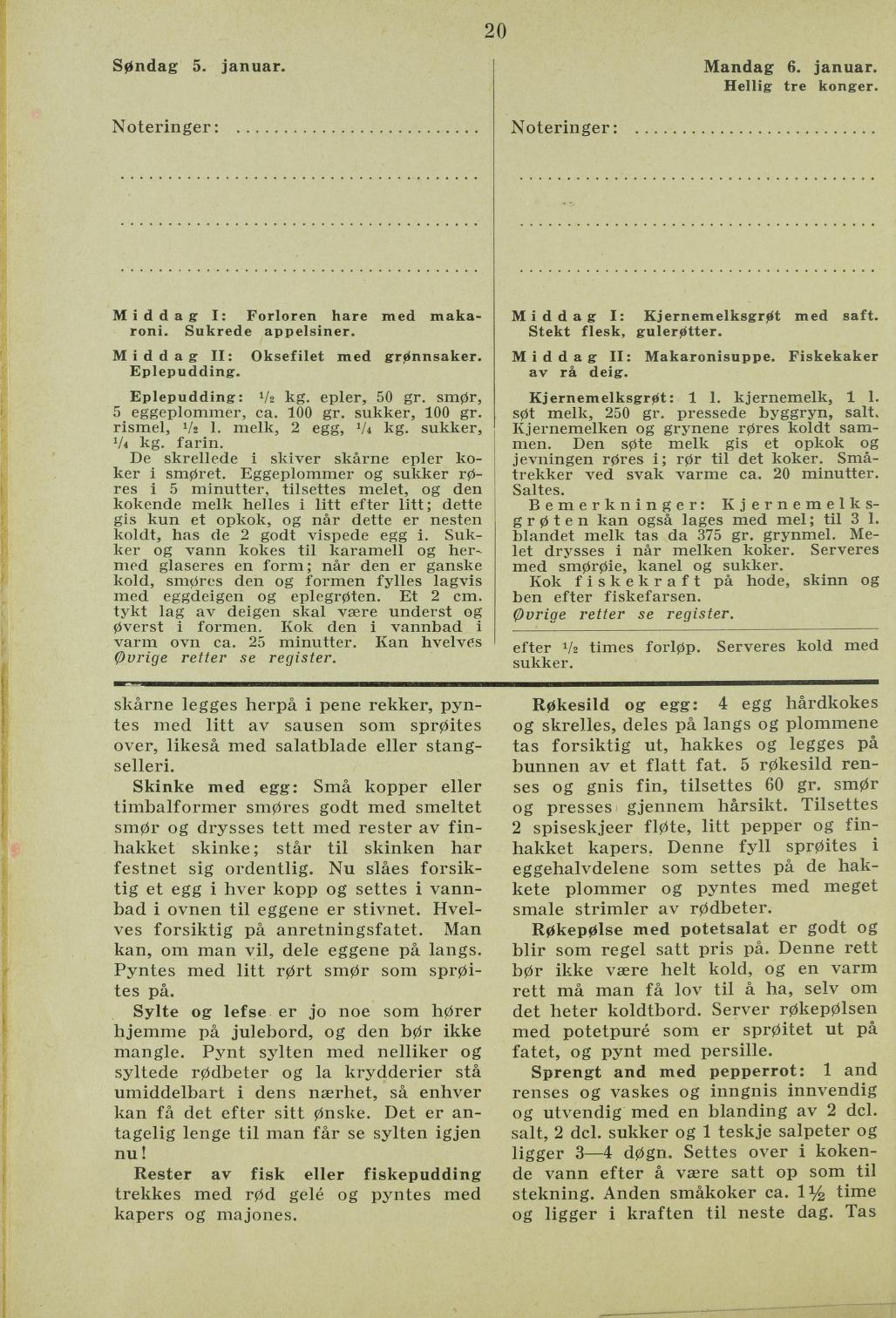 Faksimile av almanakksiden 5. januar 1936