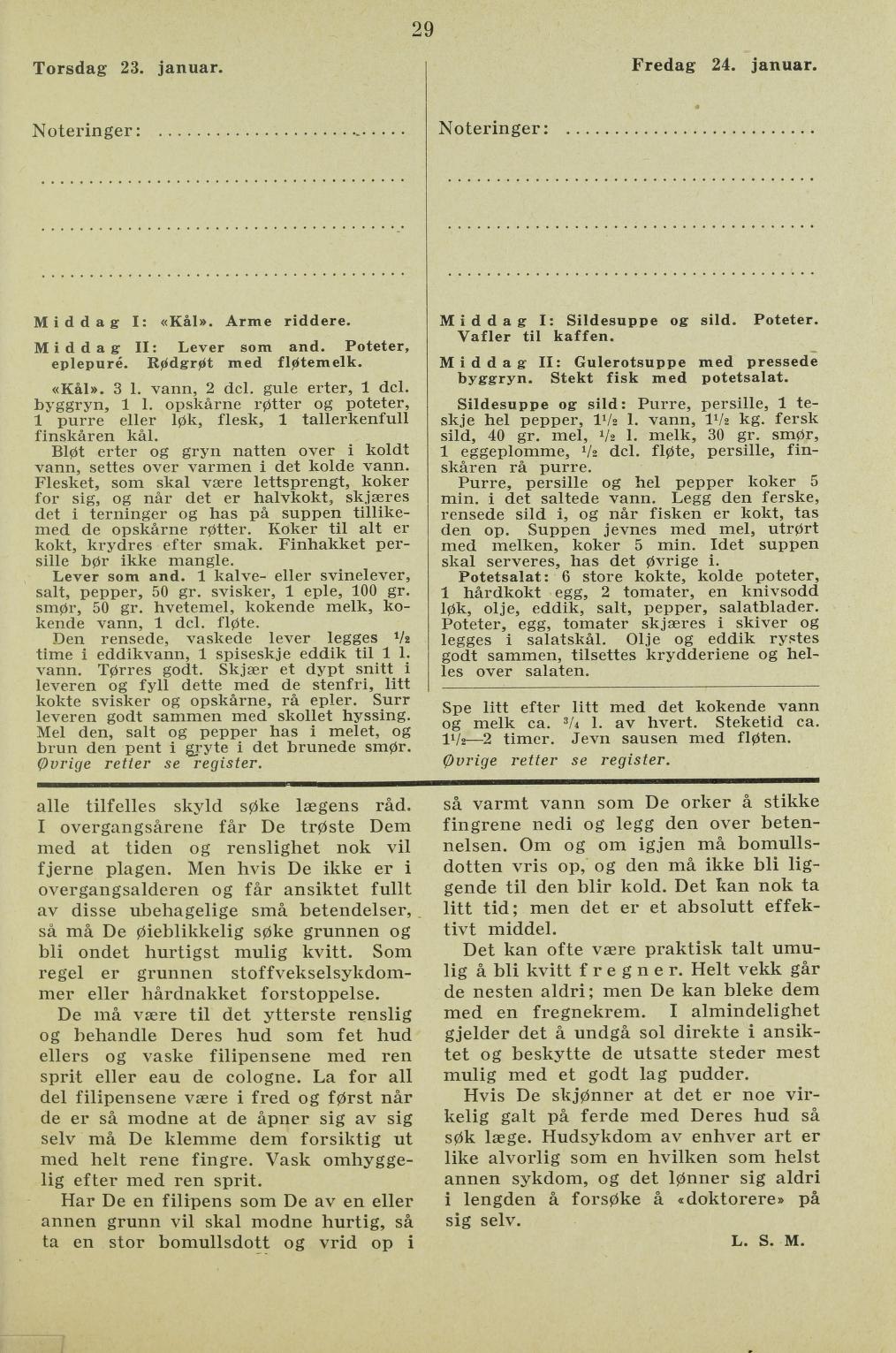Faksimile av almanakksiden 23. januar 1936