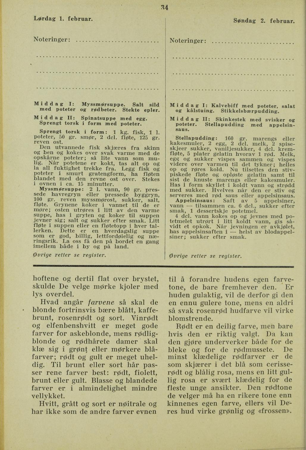 Faksimile av almanakksiden 1. februar 1936