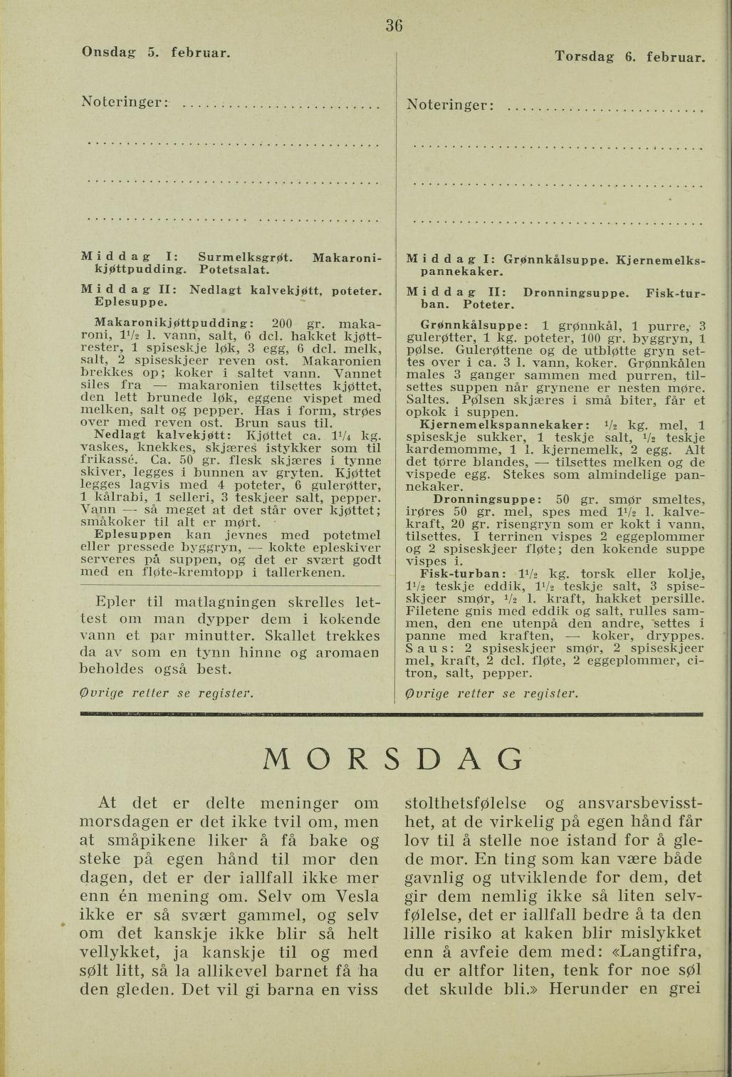 Faksimile av almanakksiden 5. februar 1936