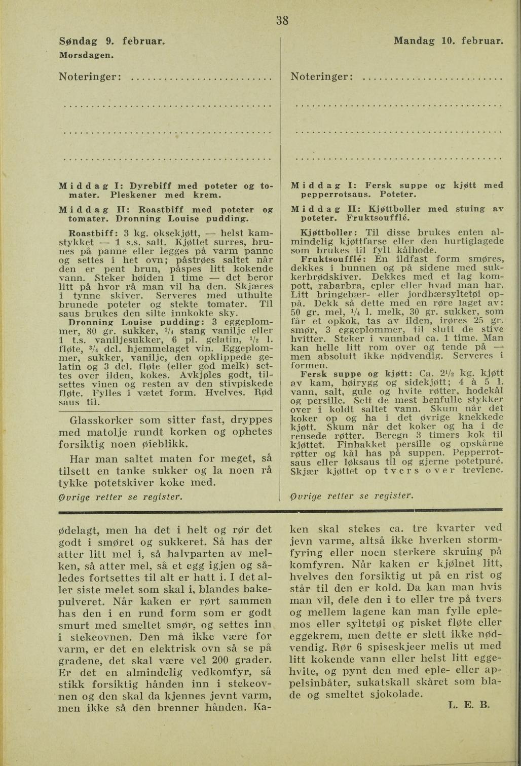 Faksimile av almanakksiden 9. februar 1936