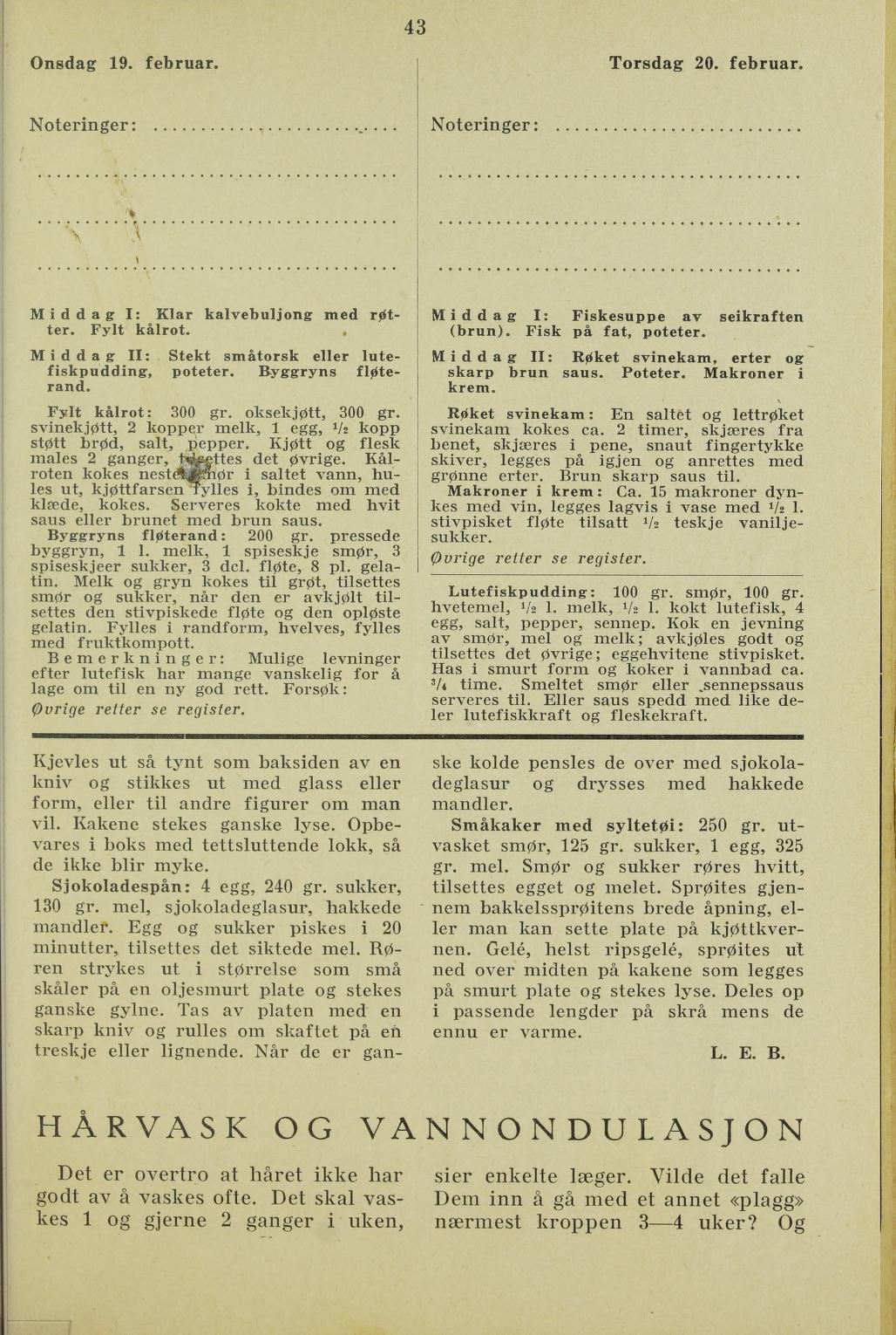 Faksimile av almanakksiden 19. februar 1936