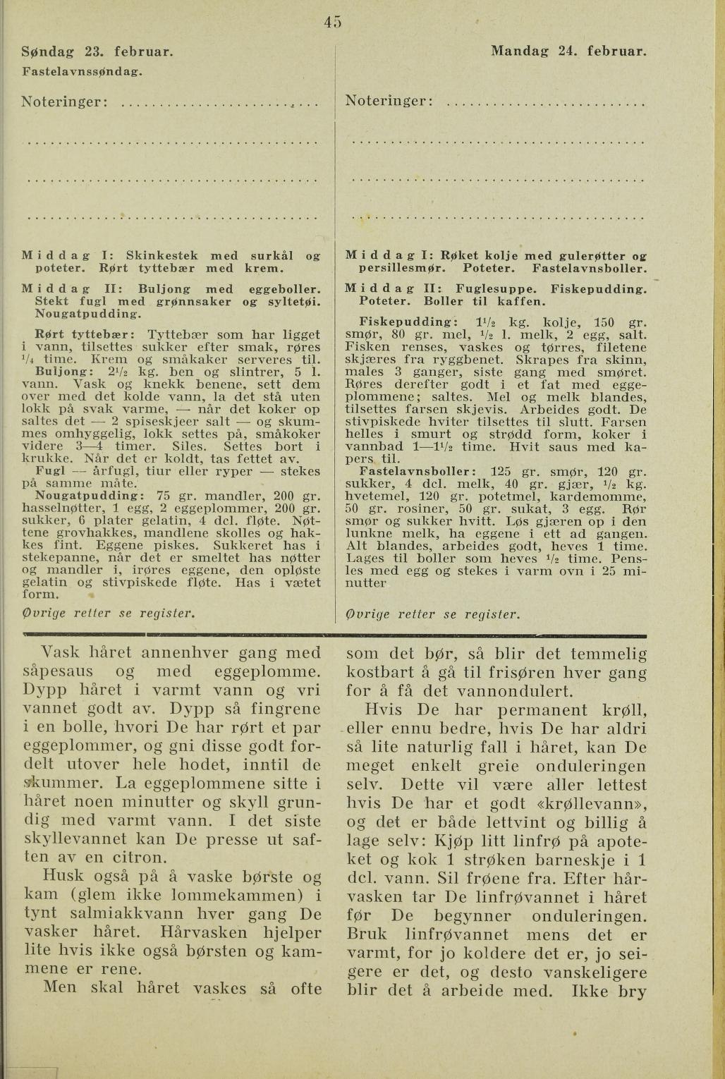 Faksimile av almanakksiden 23. februar 1936