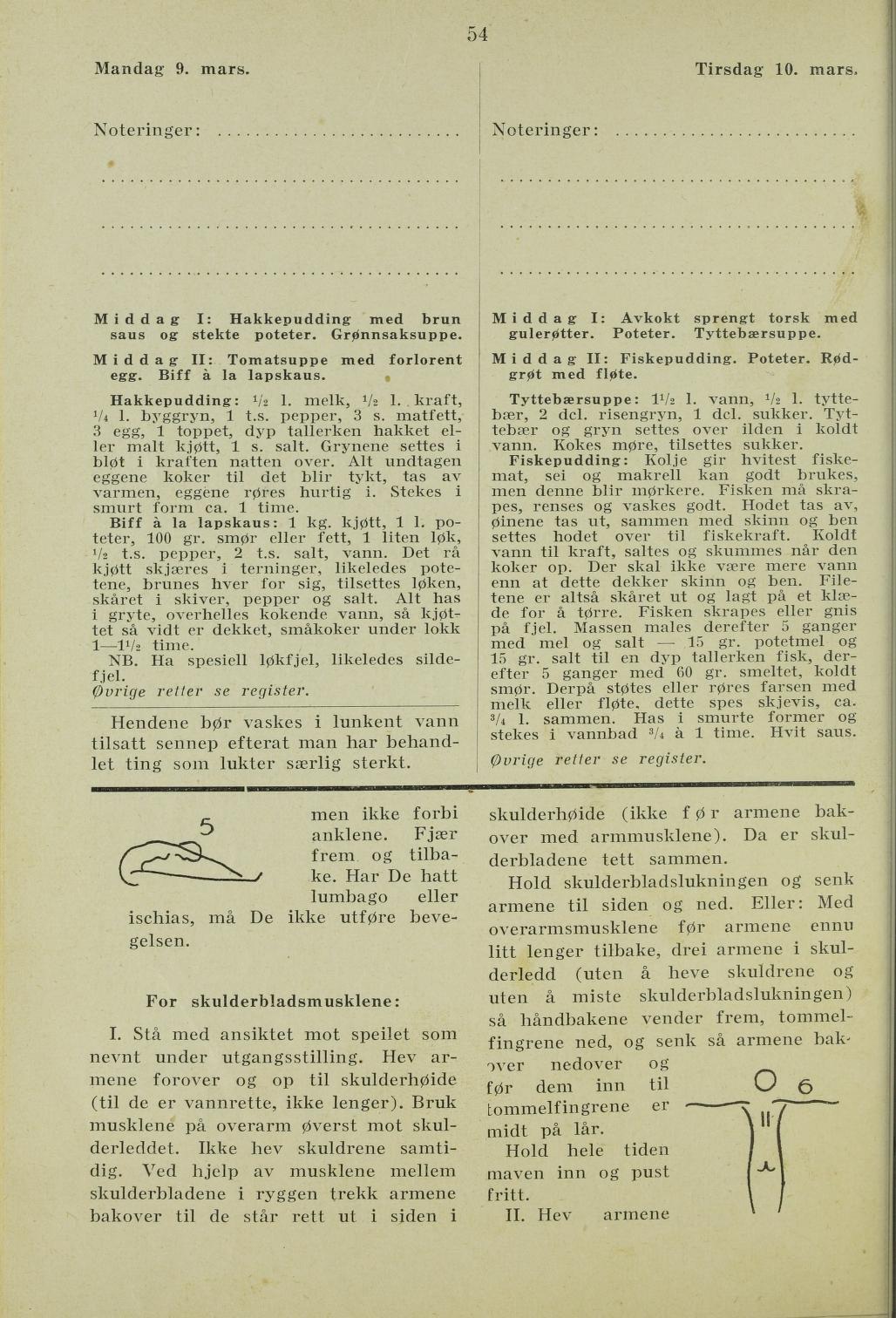 Faksimile av almanakksiden 9. mars 1936