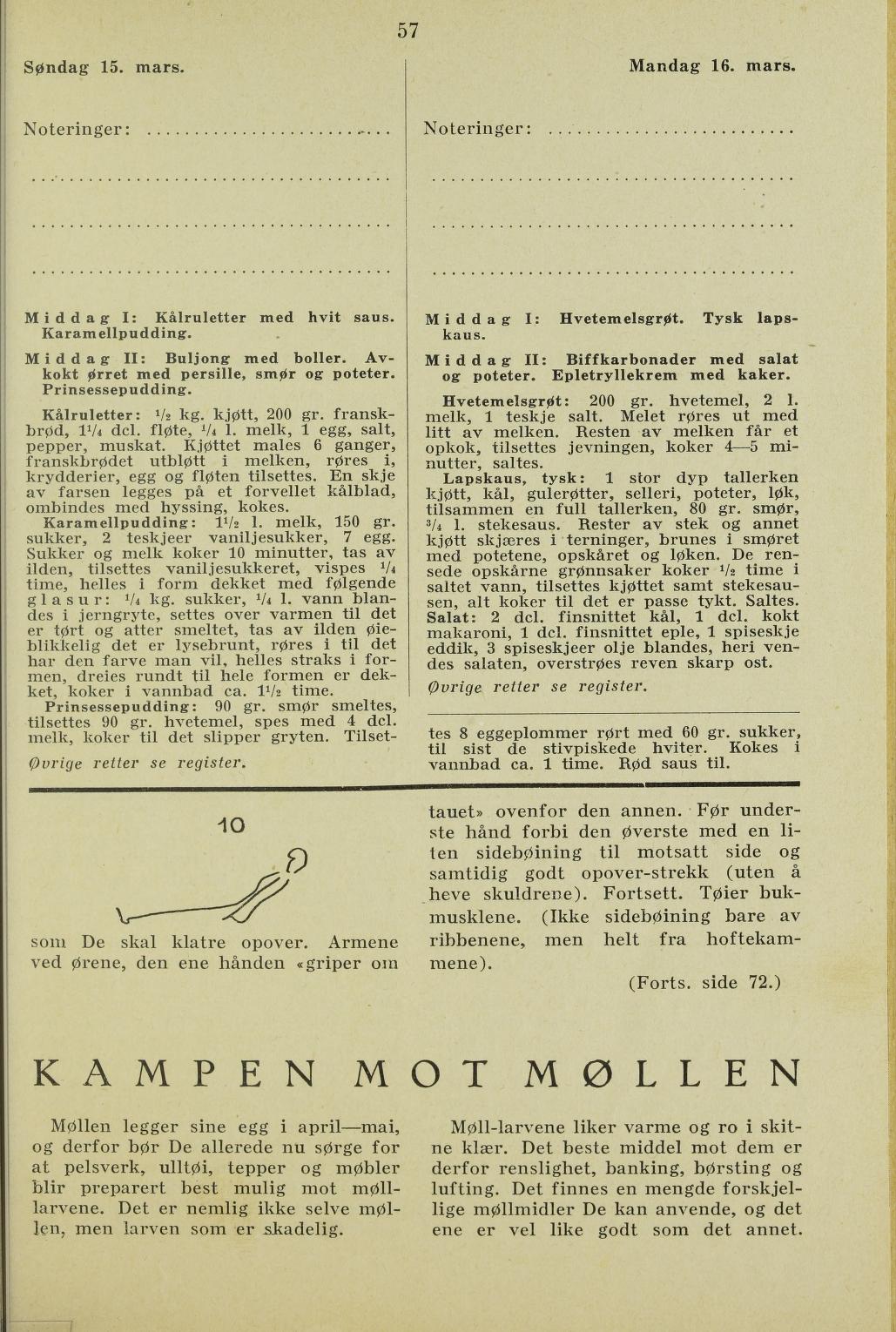 Faksimile av almanakksiden 15. mars 1936