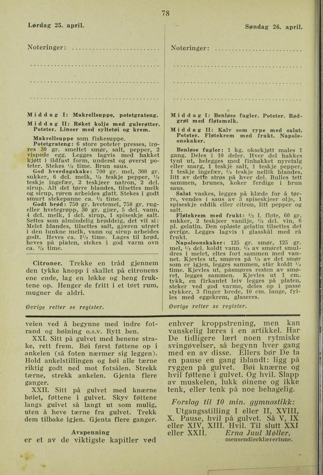 Faksimile av almanakksiden 25. april 1936