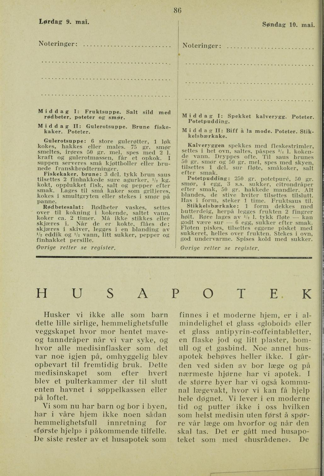 Faksimile av almanakksiden 9. mai 1936