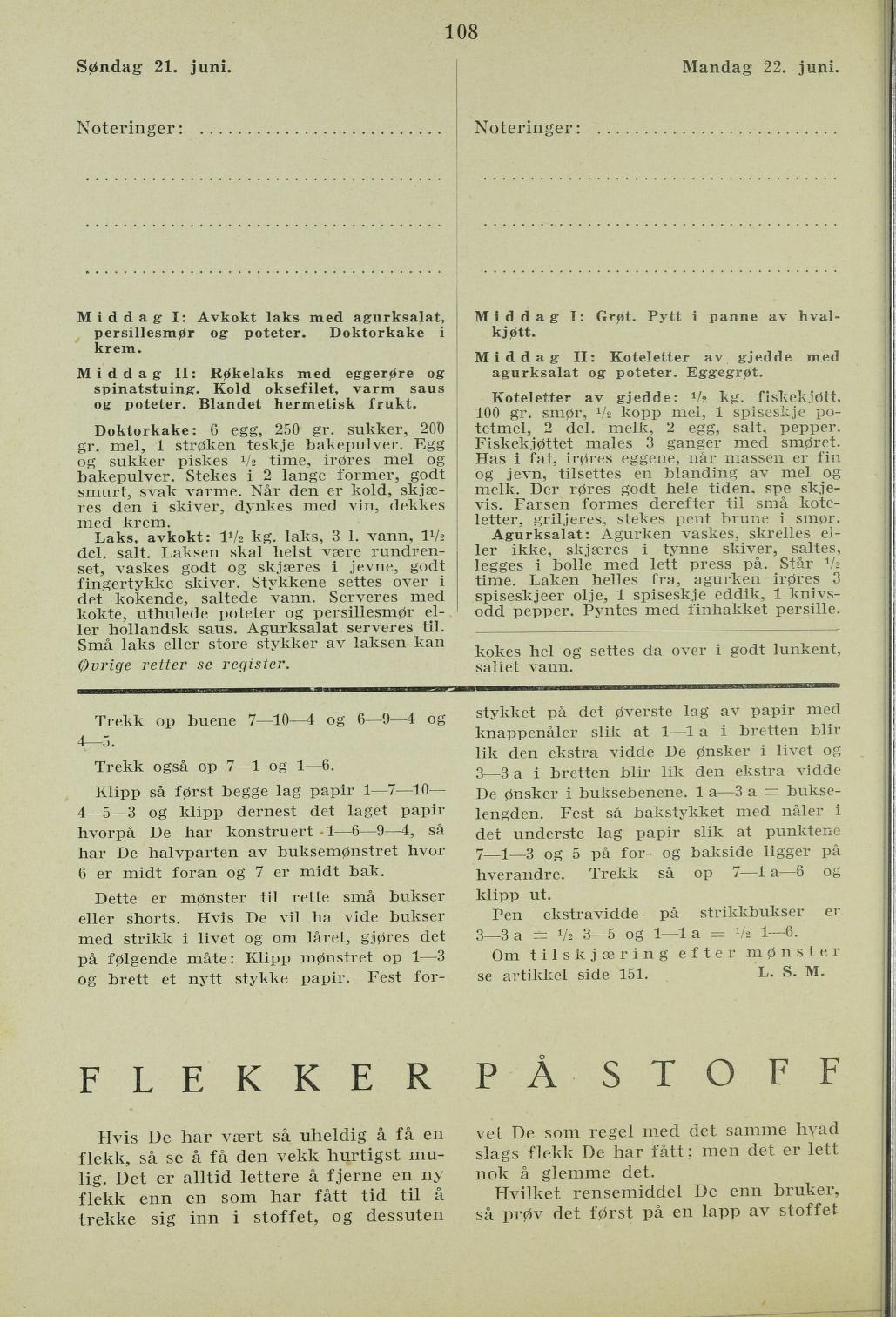 Faksimile av almanakksiden 21. juni 1936
