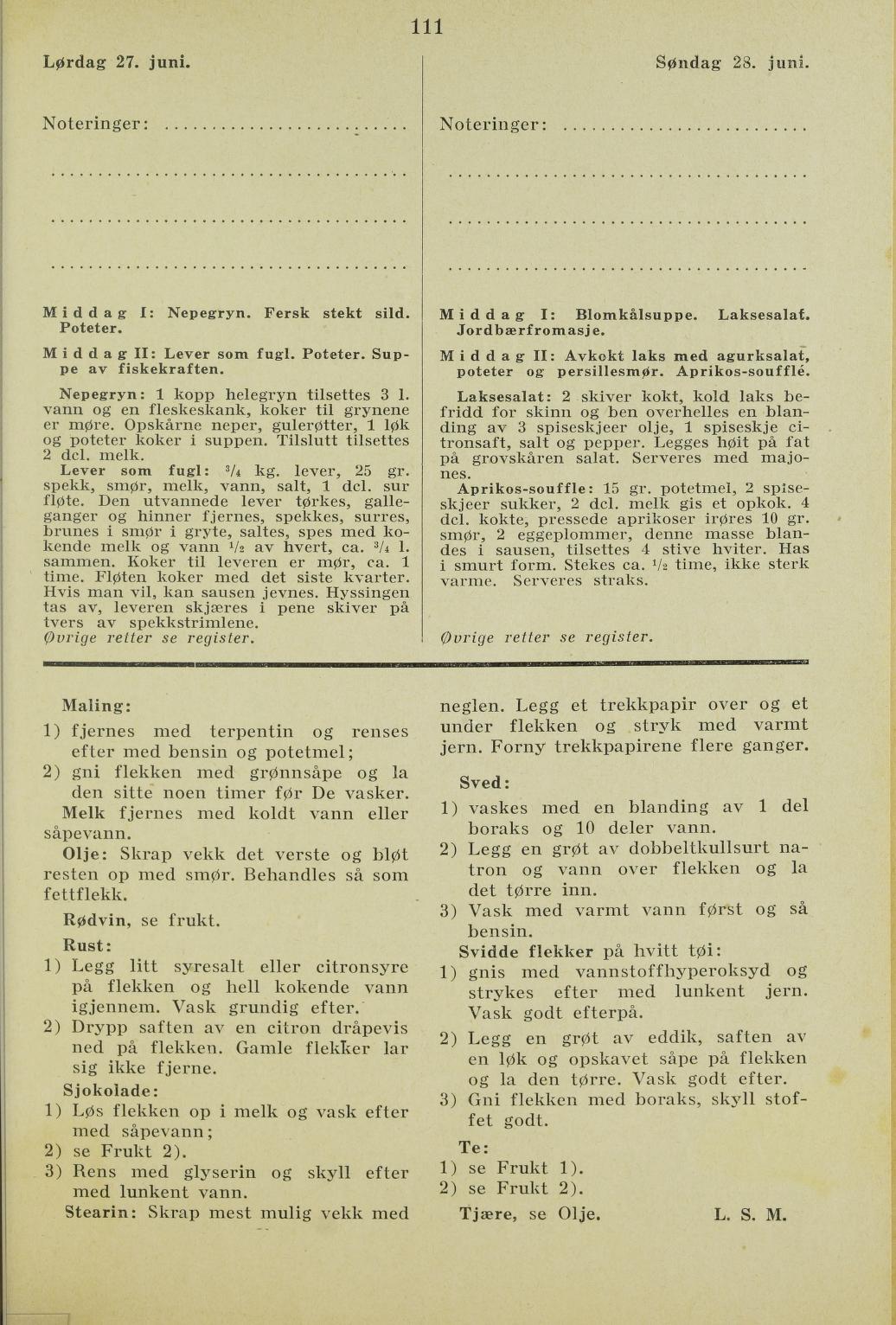 Faksimile av almanakksiden 27. juni 1936