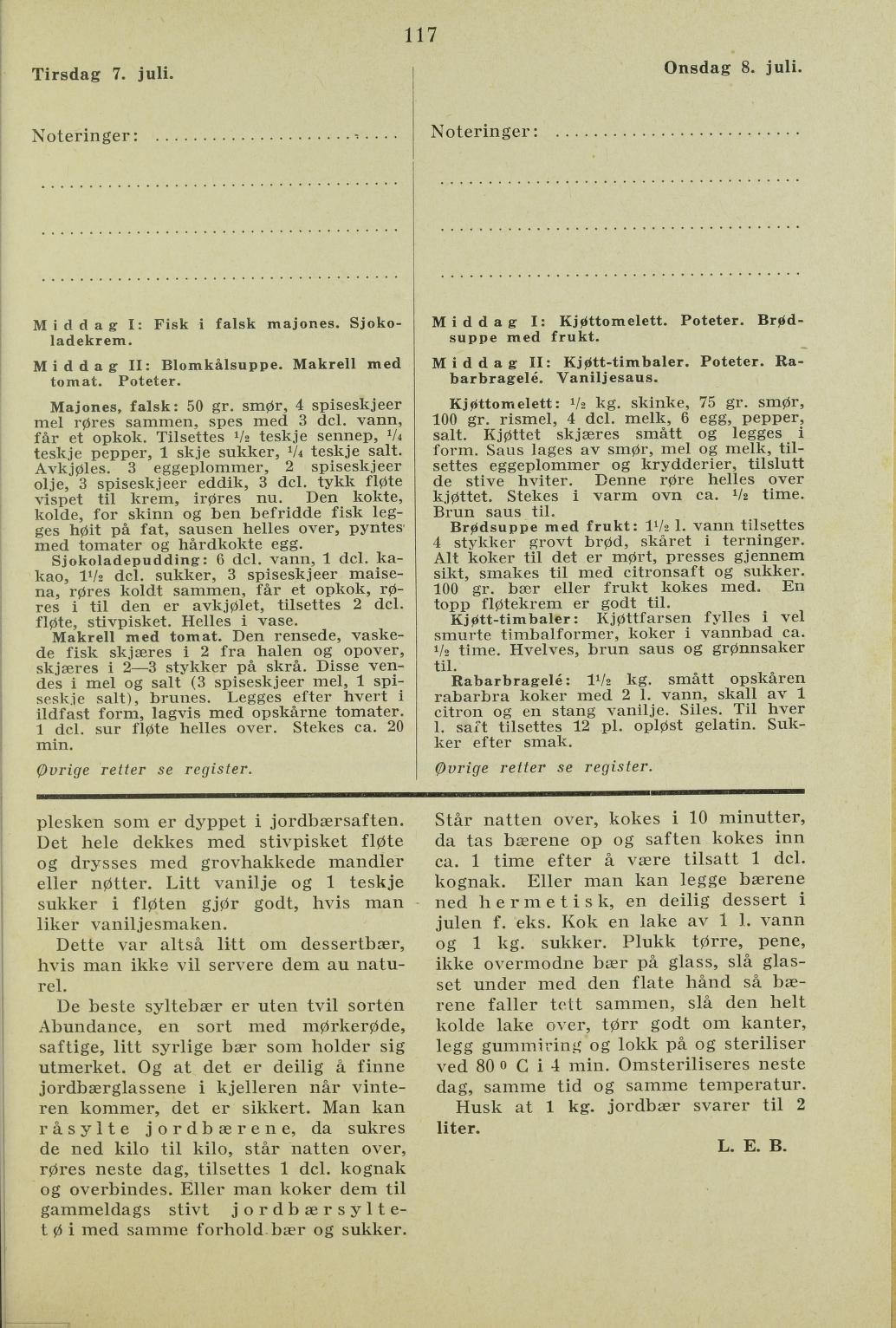 Faksimile av almanakksiden 7. juli 1936