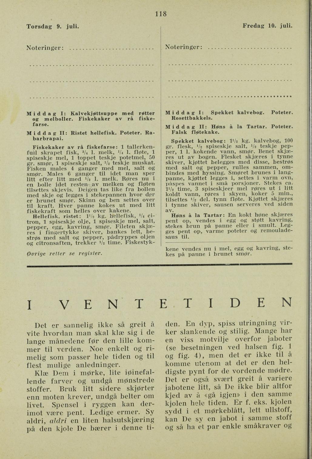 Faksimile av almanakksiden 9. juli 1936