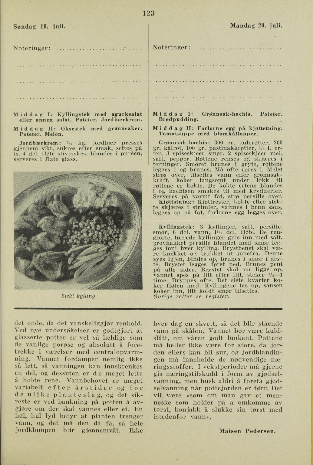 Faksimile av almanakksiden 19. juli 1936