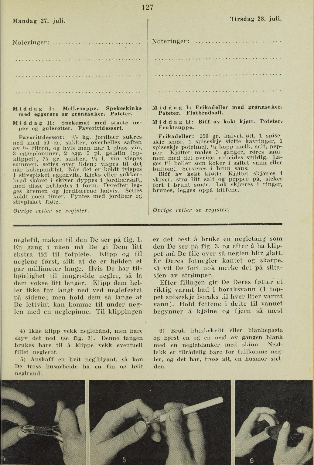 Faksimile av almanakksiden 27. juli 1936