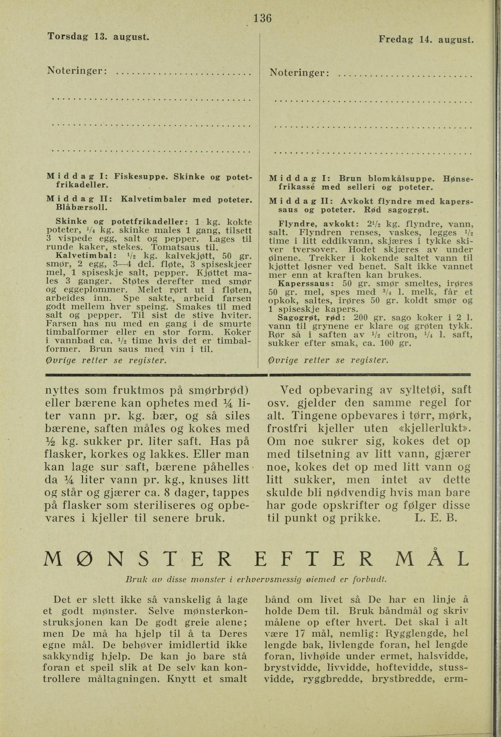 Faksimile av almanakksiden 13. august 1936