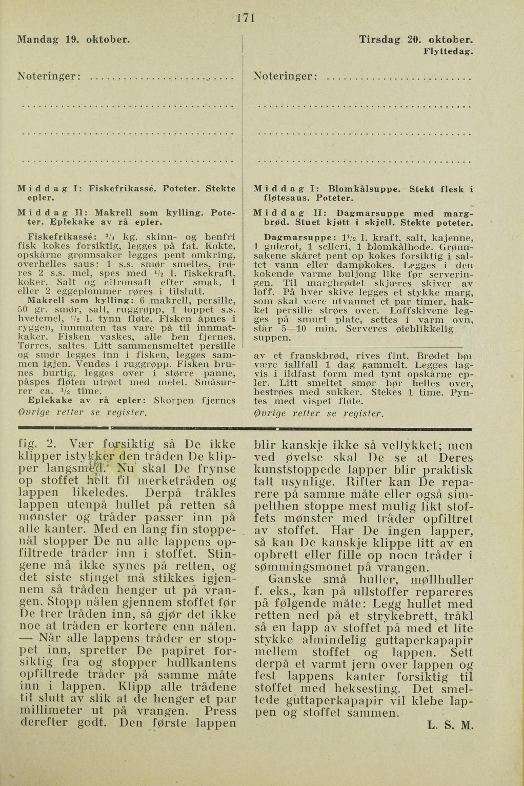 Faksimile av almanakksiden 19. oktober 1936