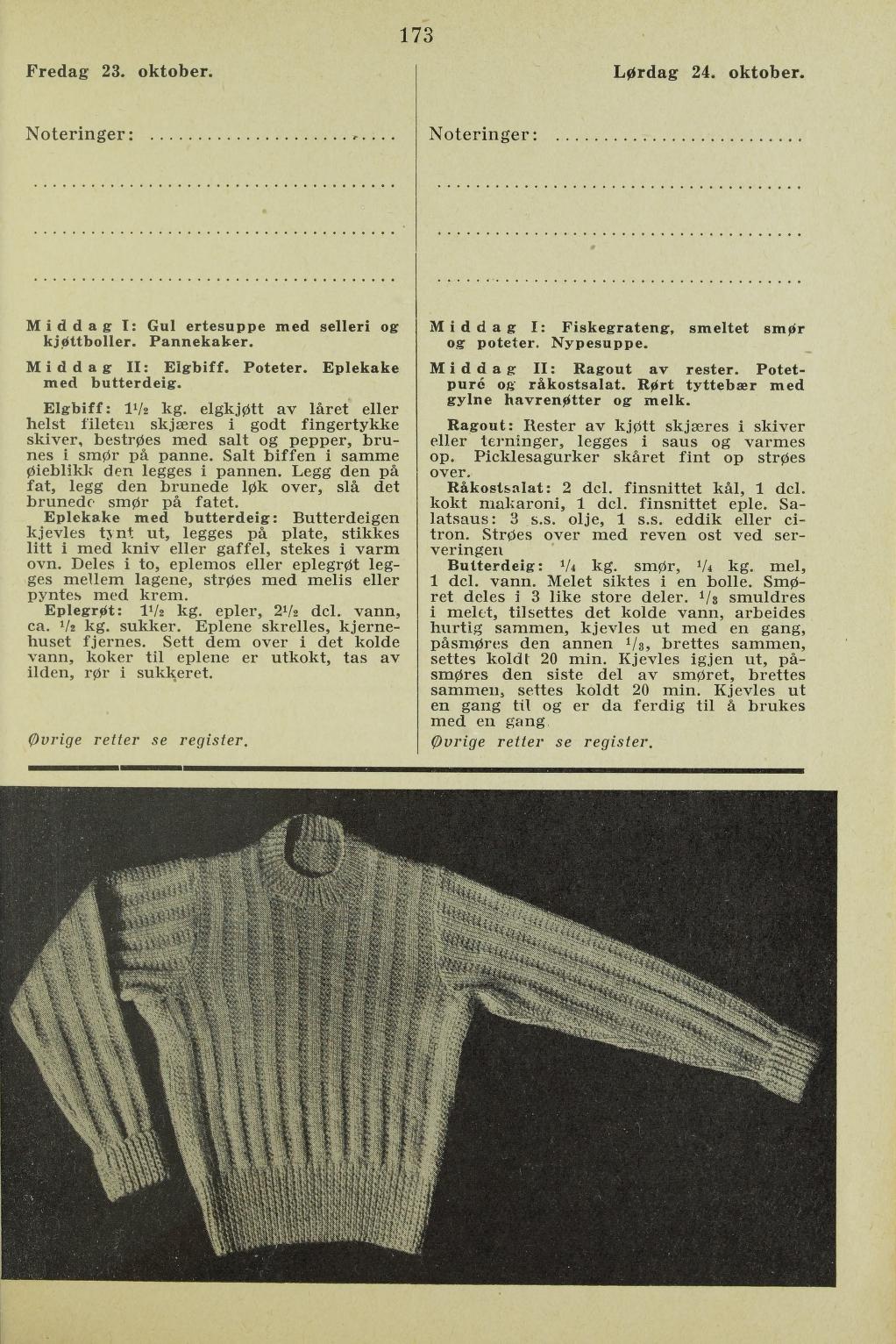 Faksimile av almanakksiden 23. oktober 1936