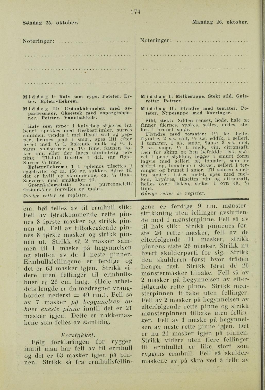 Faksimile av almanakksiden 25. oktober 1936