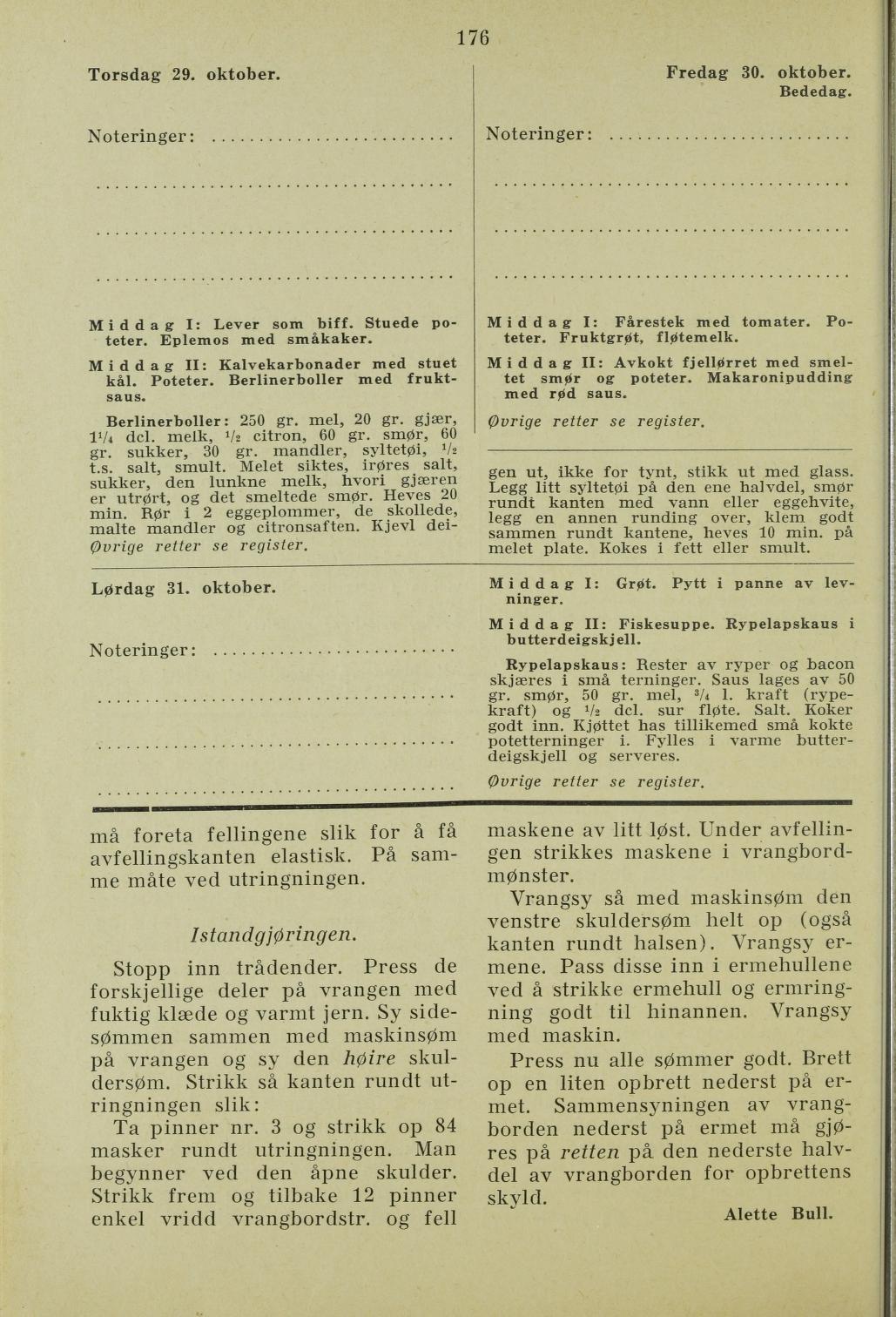 Faksimile av almanakksiden 29. oktober 1936