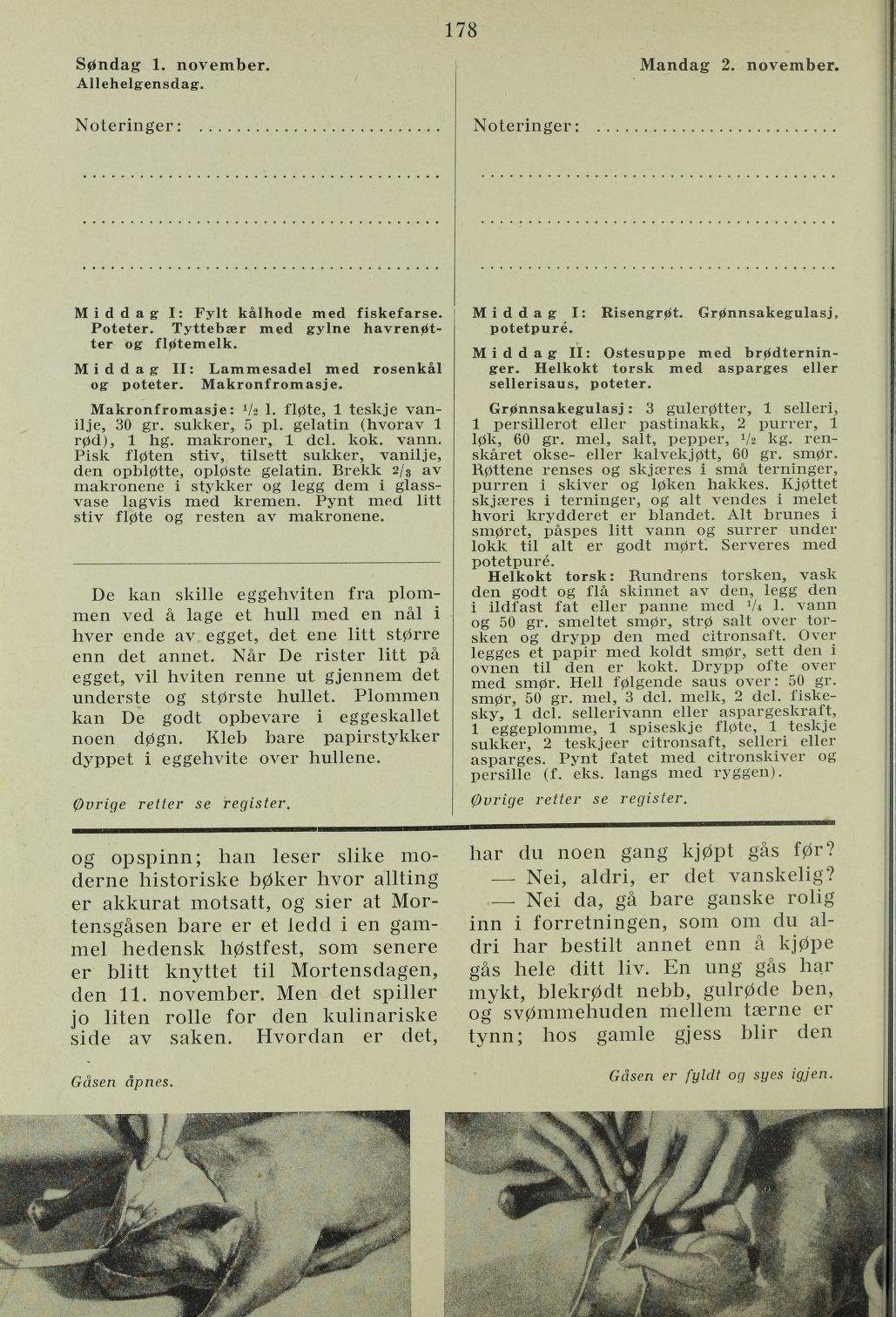 Faksimile av almanakksiden 1. november 1936
