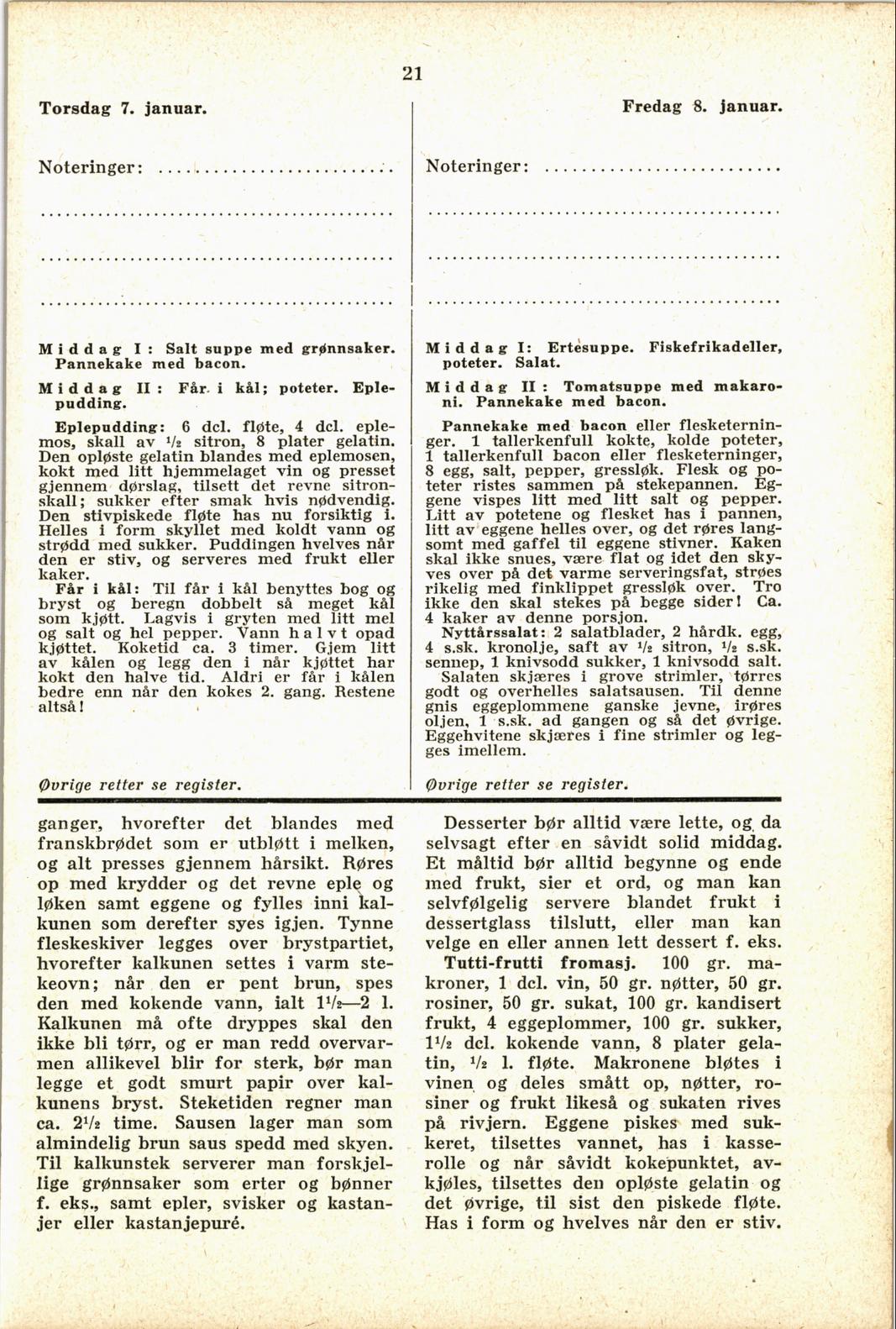 Faksimile av almanakksiden 7. januar 1937