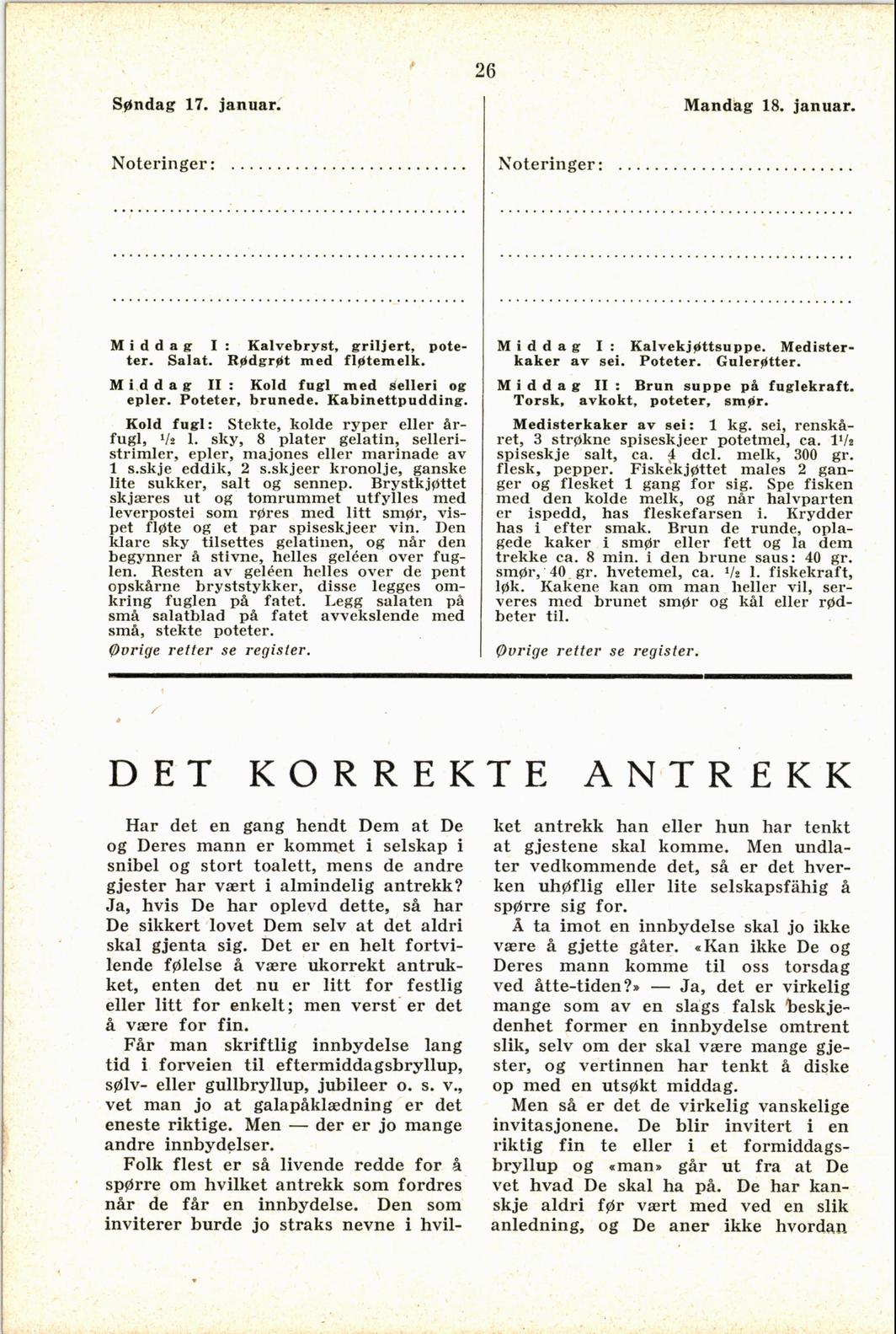 Faksimile av almanakksiden 17. januar 1937