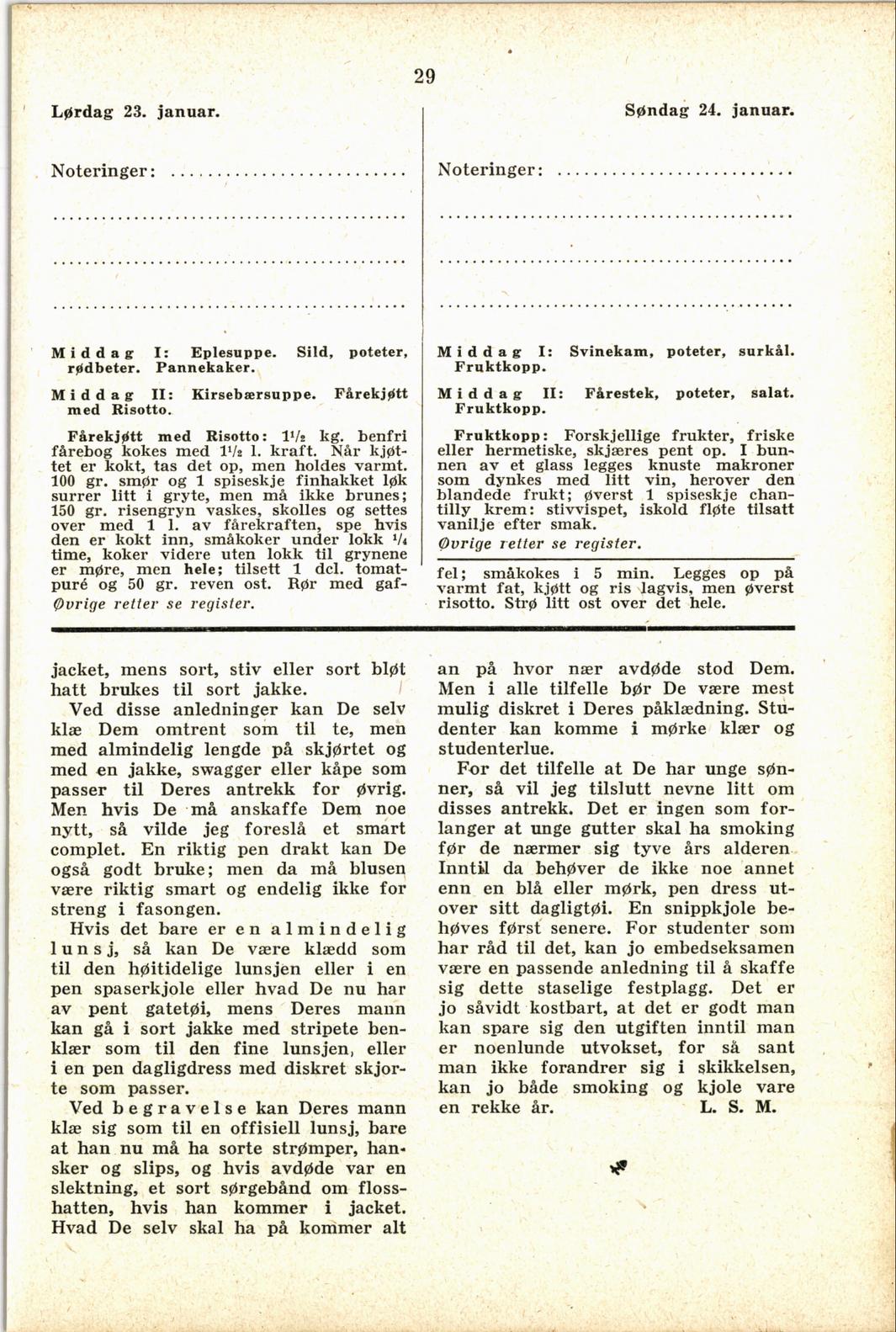 Faksimile av almanakksiden 23. januar 1937