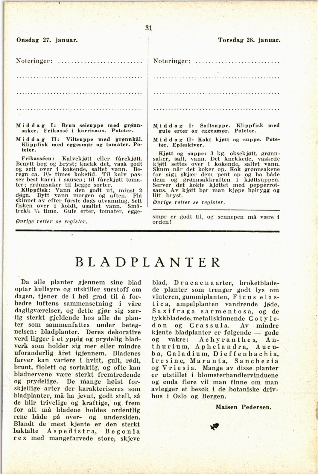 Faksimile av almanakksiden 27. januar 1937