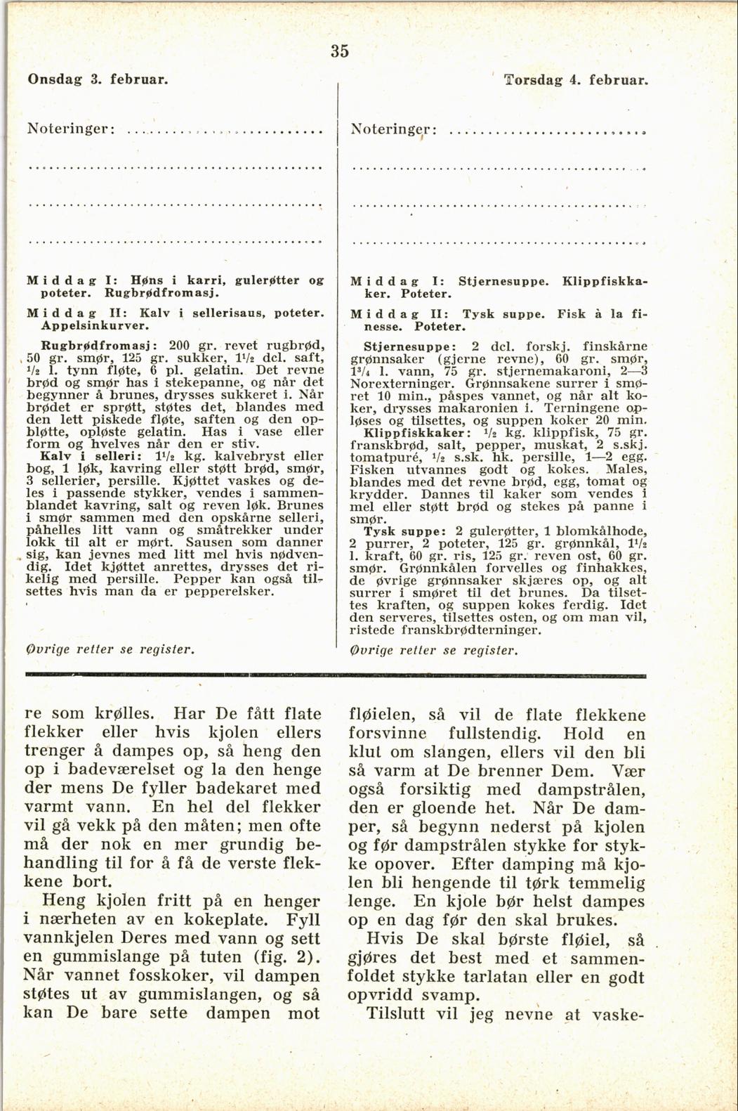 Faksimile av almanakksiden 3. februar 1937