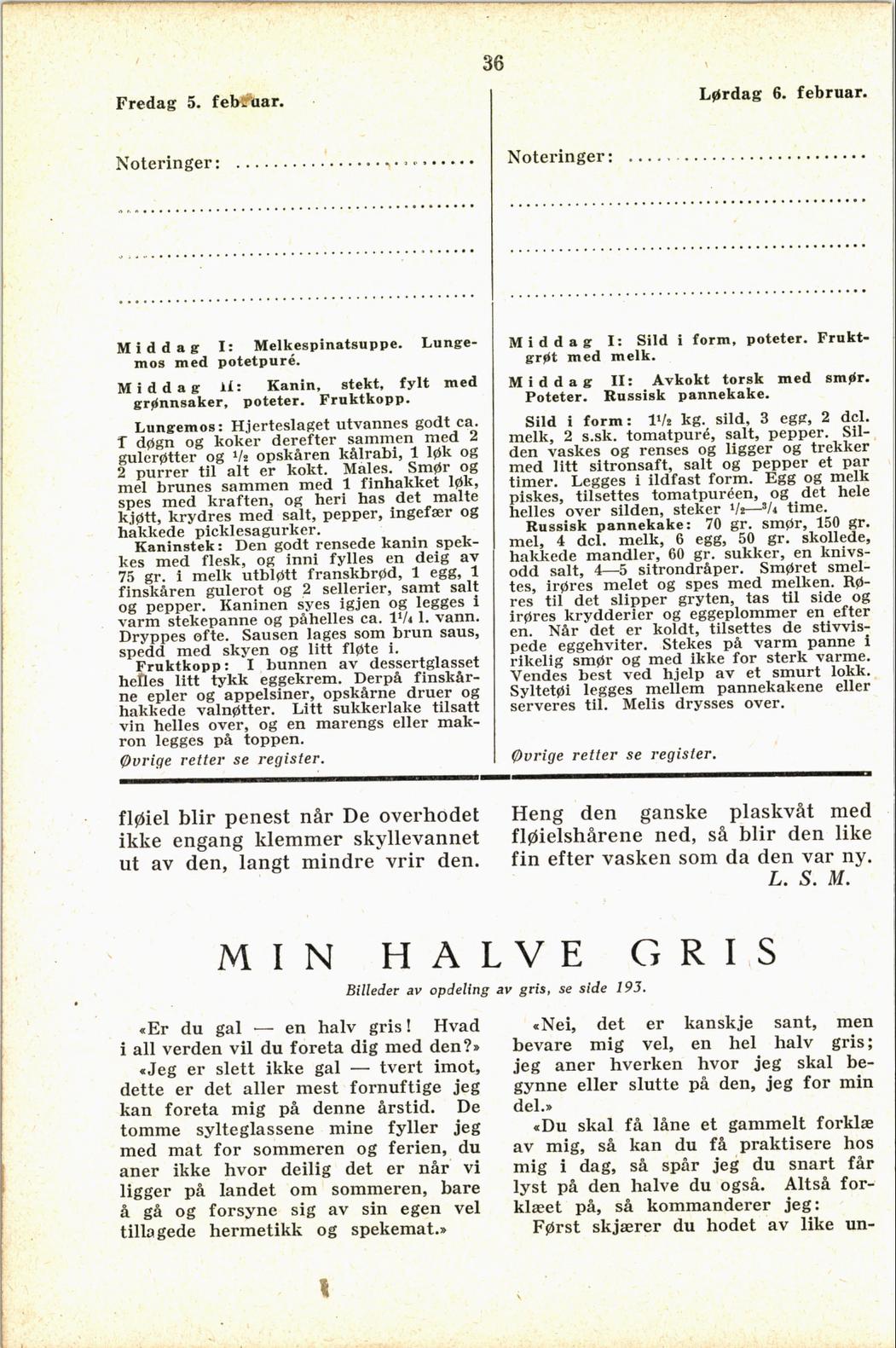 Faksimile av almanakksiden 5. februar 1937
