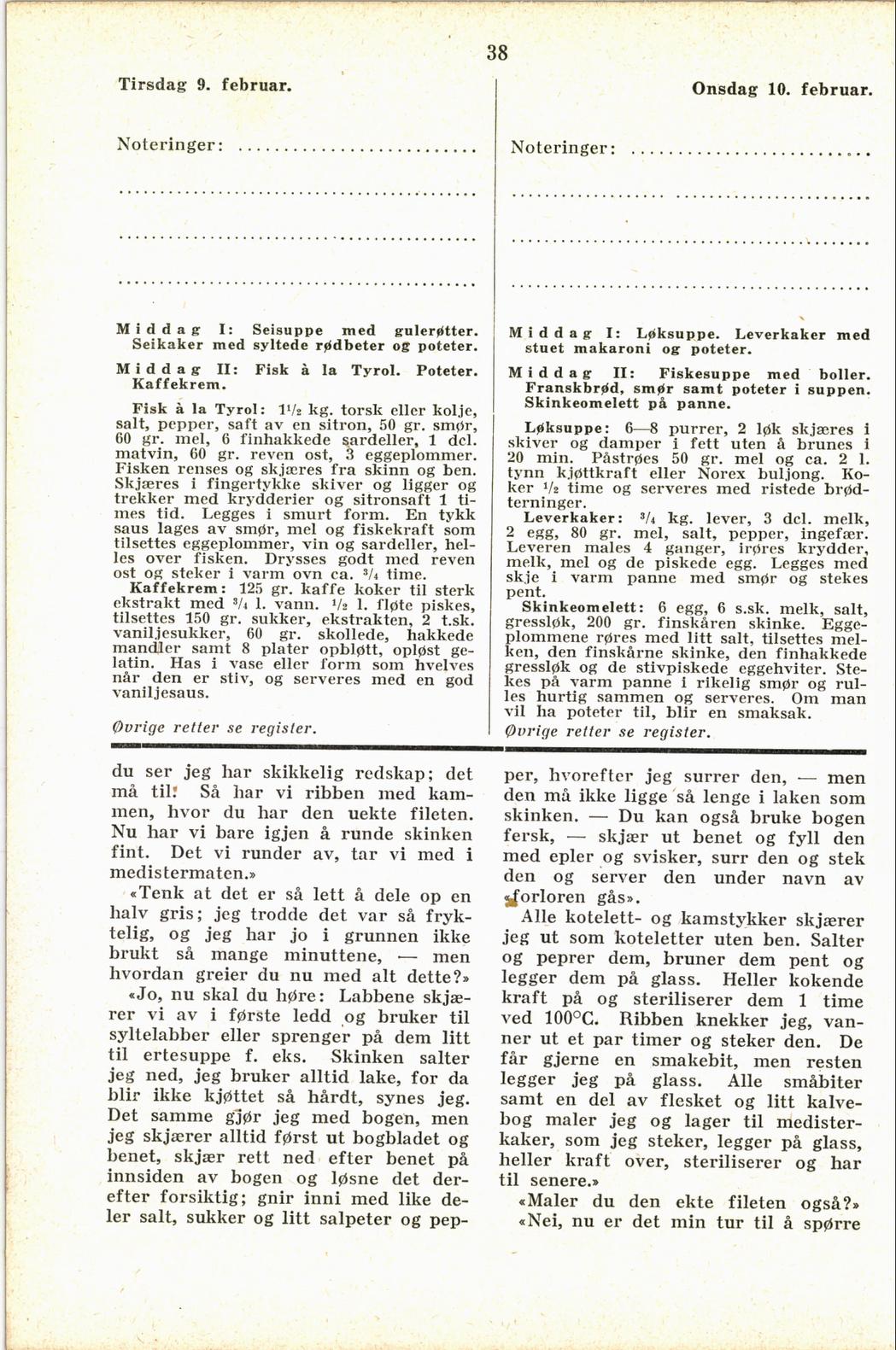 Faksimile av almanakksiden 9. februar 1937