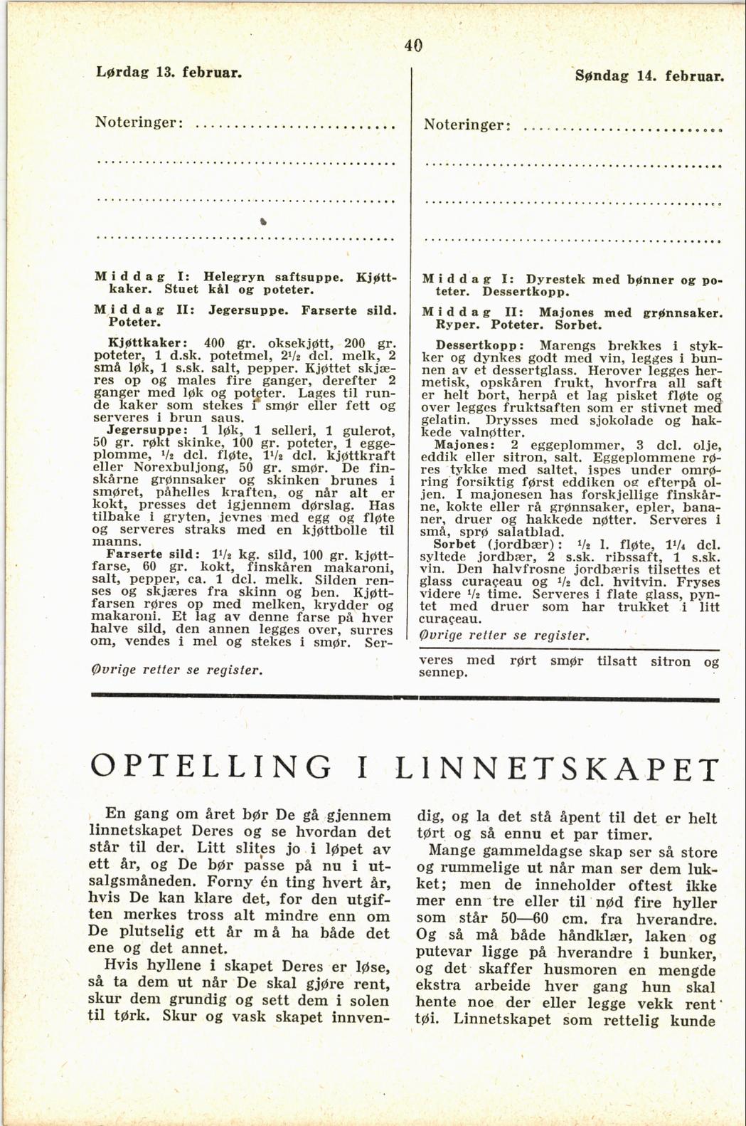 Faksimile av almanakksiden 13. februar 1937