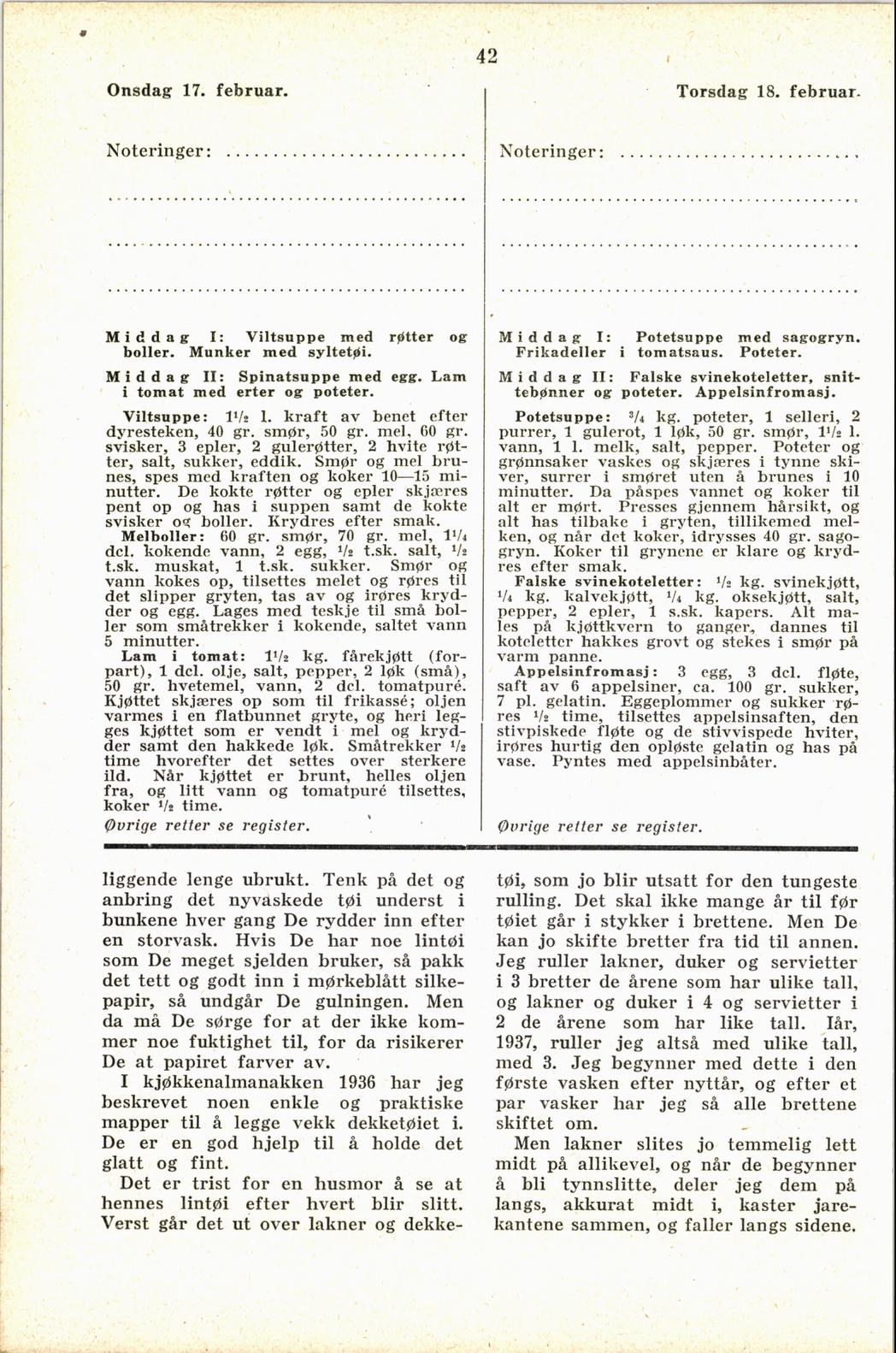 Faksimile av almanakksiden 17. februar 1937