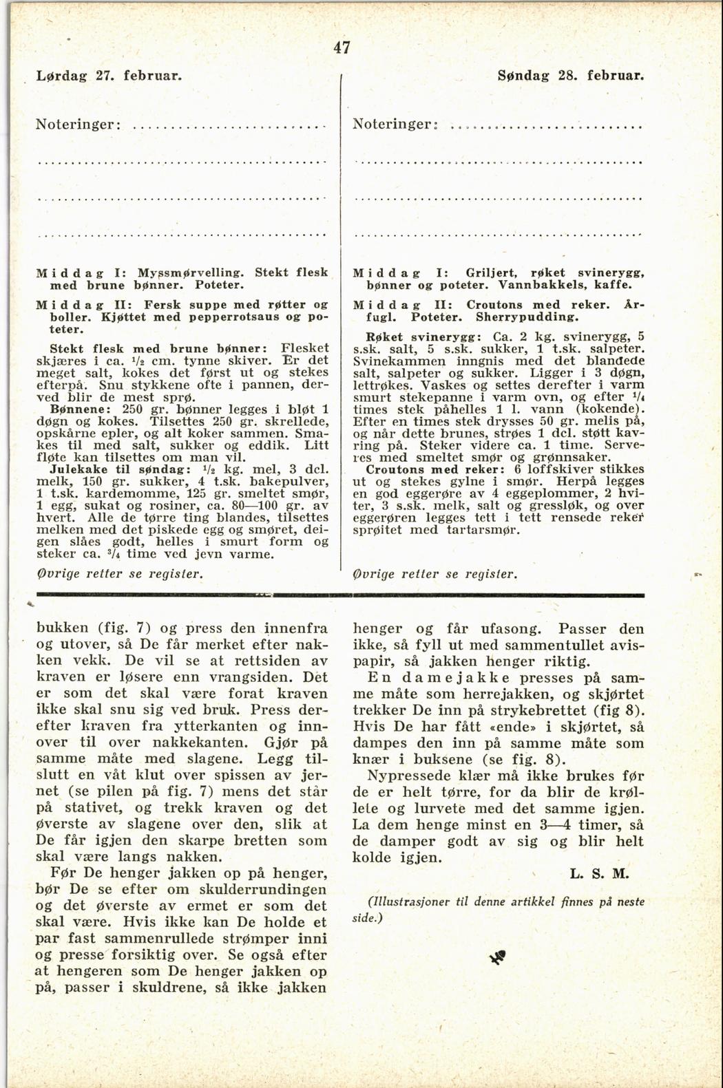 Faksimile av almanakksiden 27. februar 1937
