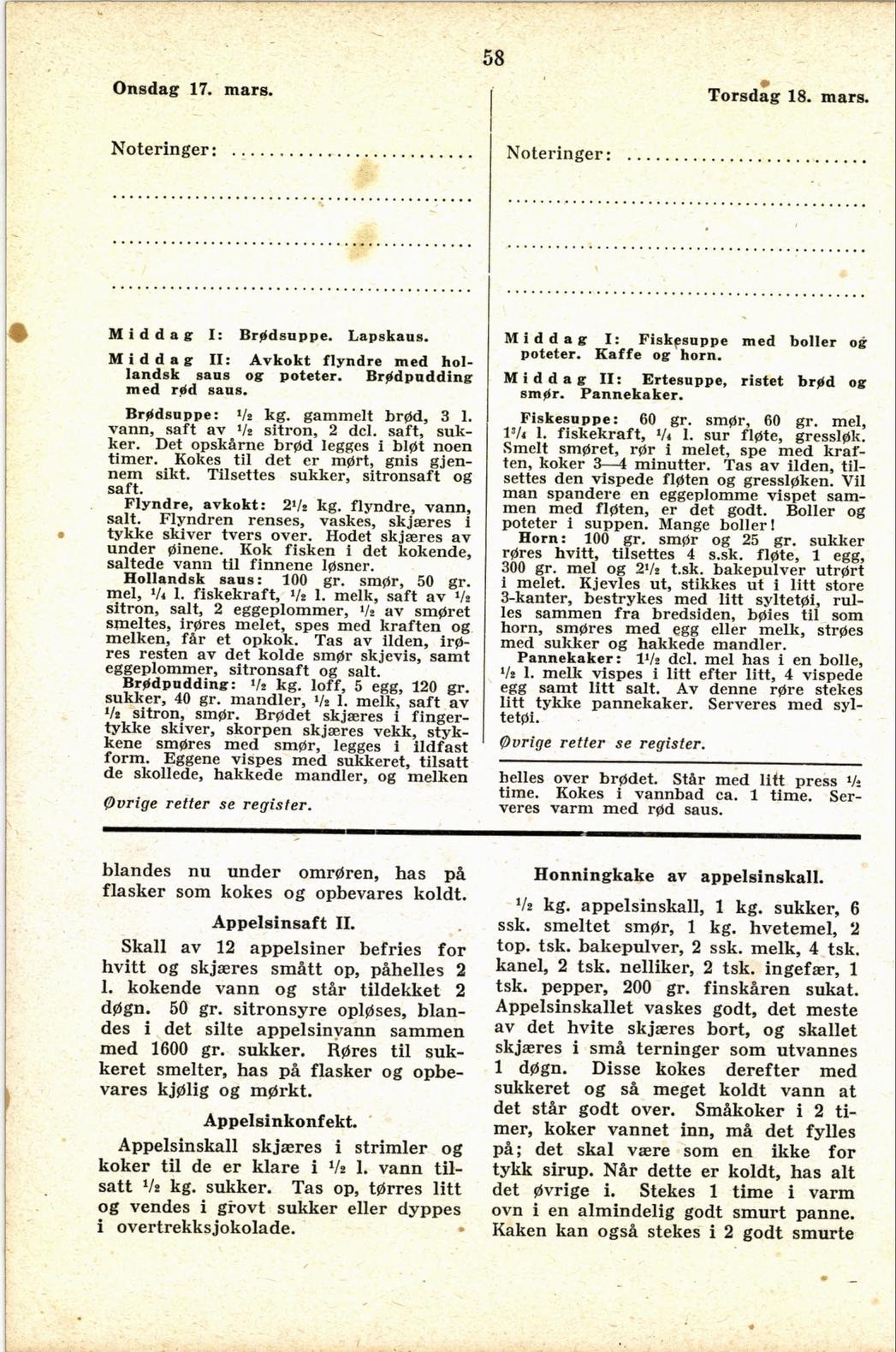 Faksimile av almanakksiden 17. mars 1937