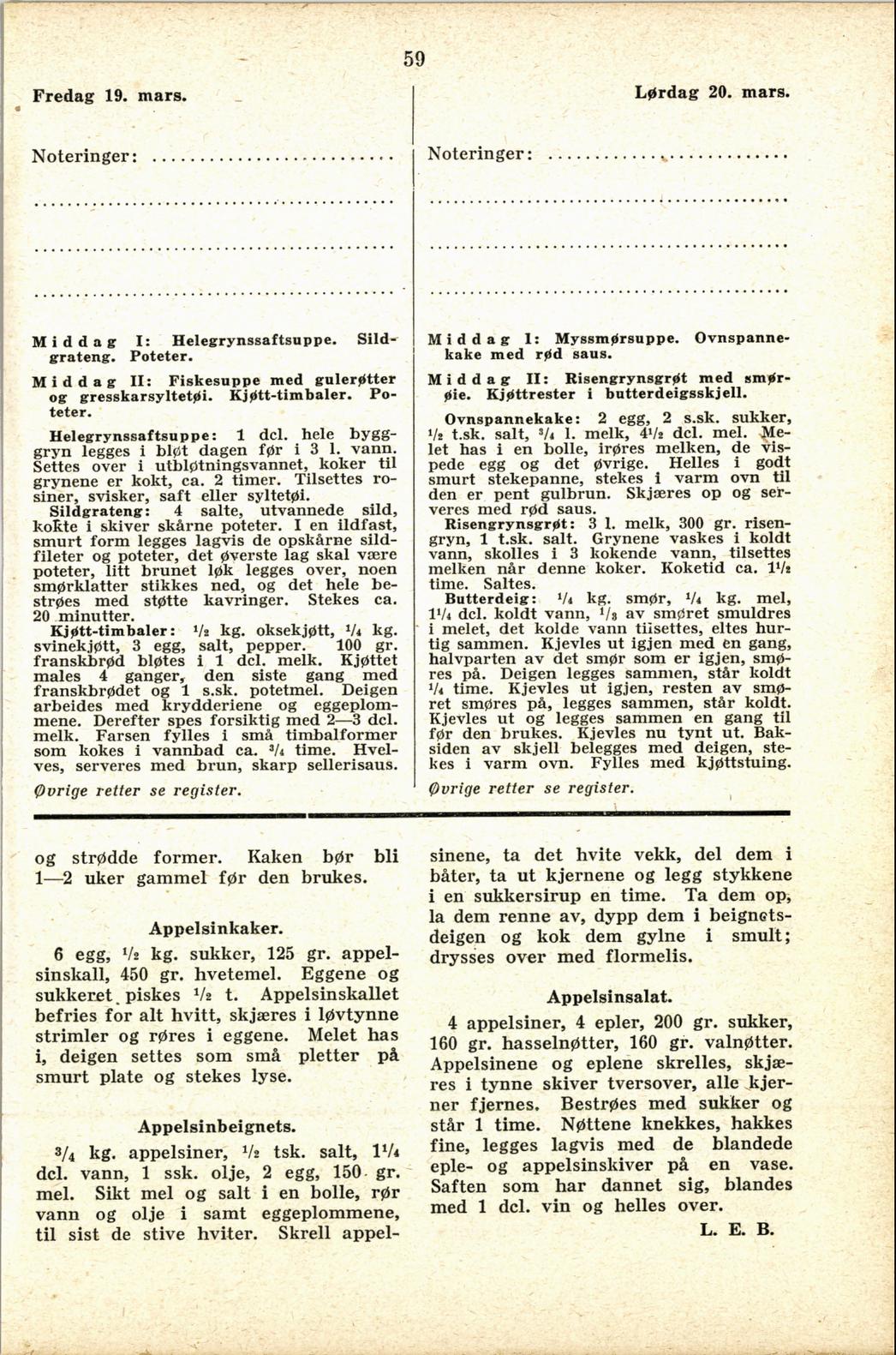 Faksimile av almanakksiden 19. mars 1937