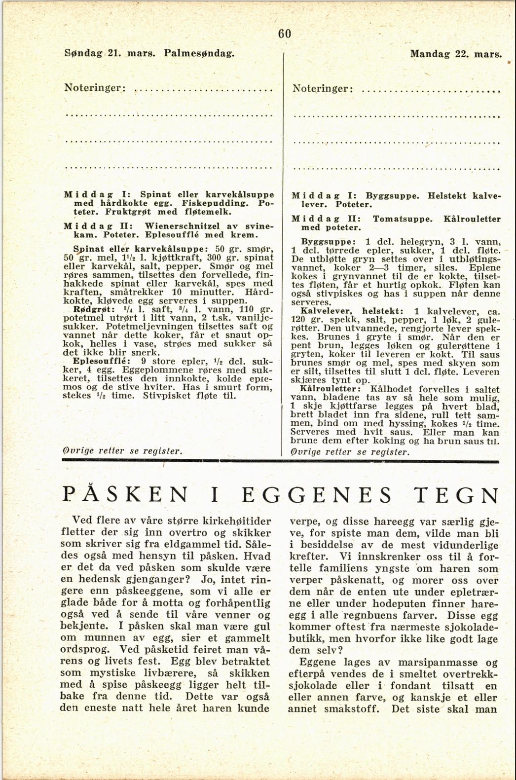 Faksimile av almanakksiden 21. mars 1937
