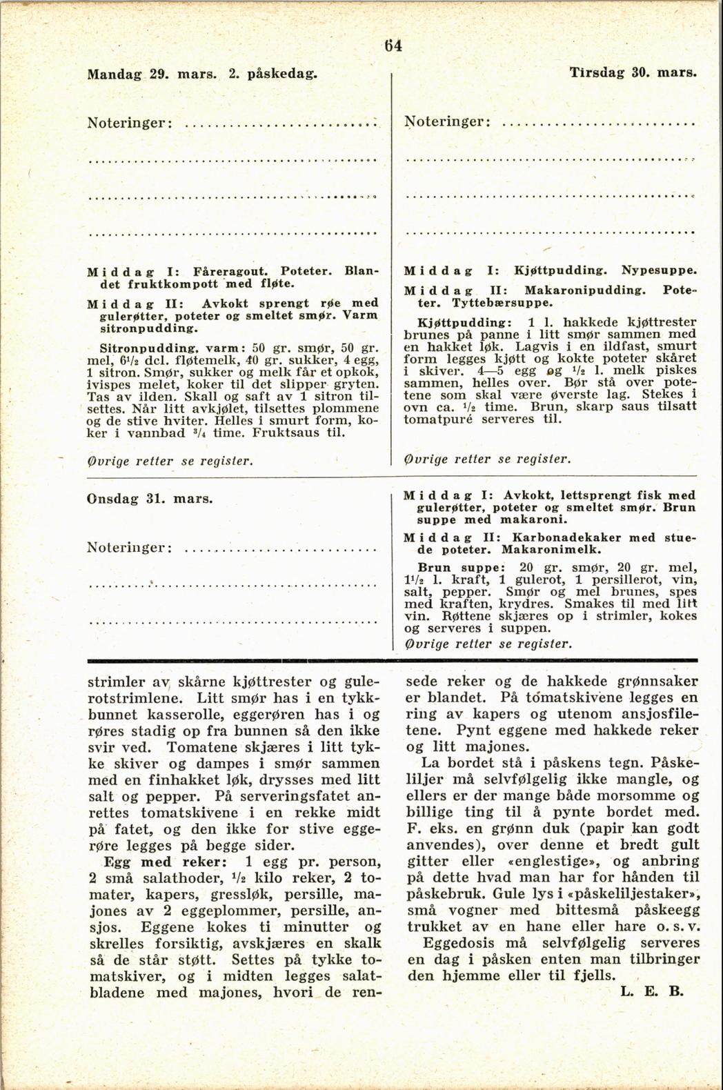 Faksimile av almanakksiden 29. mars 1937