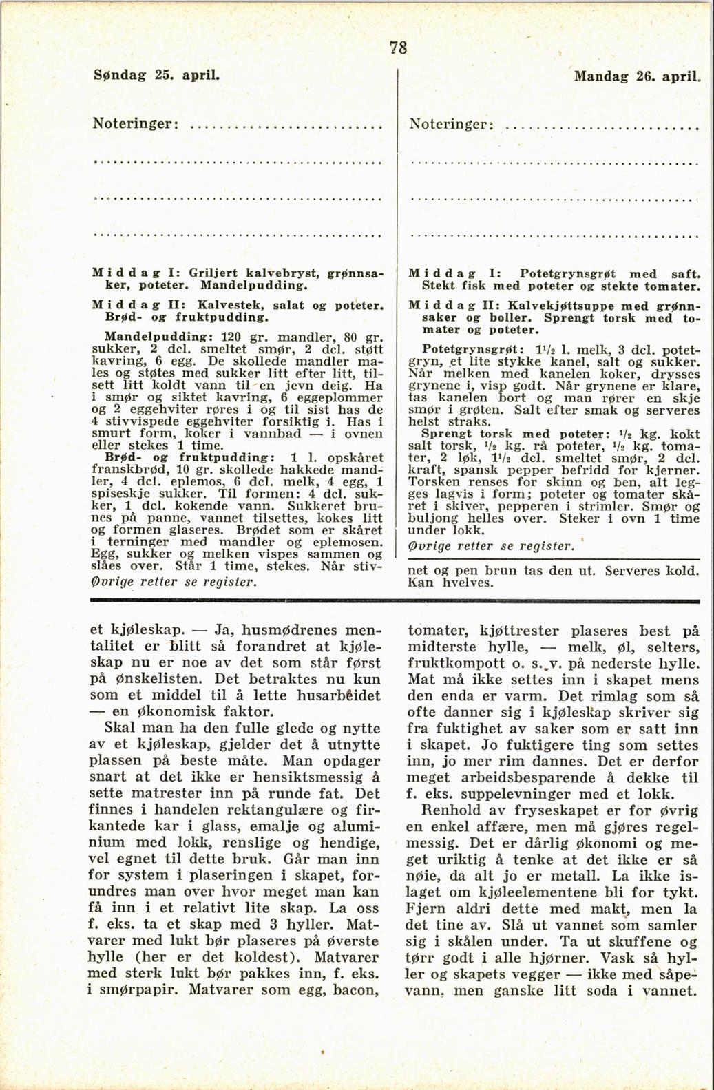 Faksimile av almanakksiden 25. april 1937
