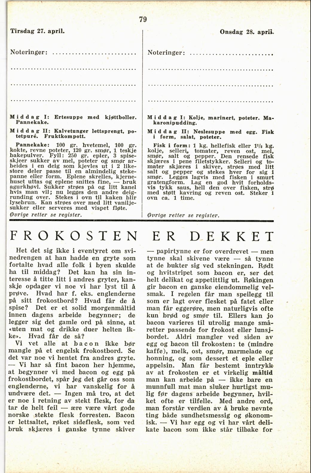 Faksimile av almanakksiden 27. april 1937