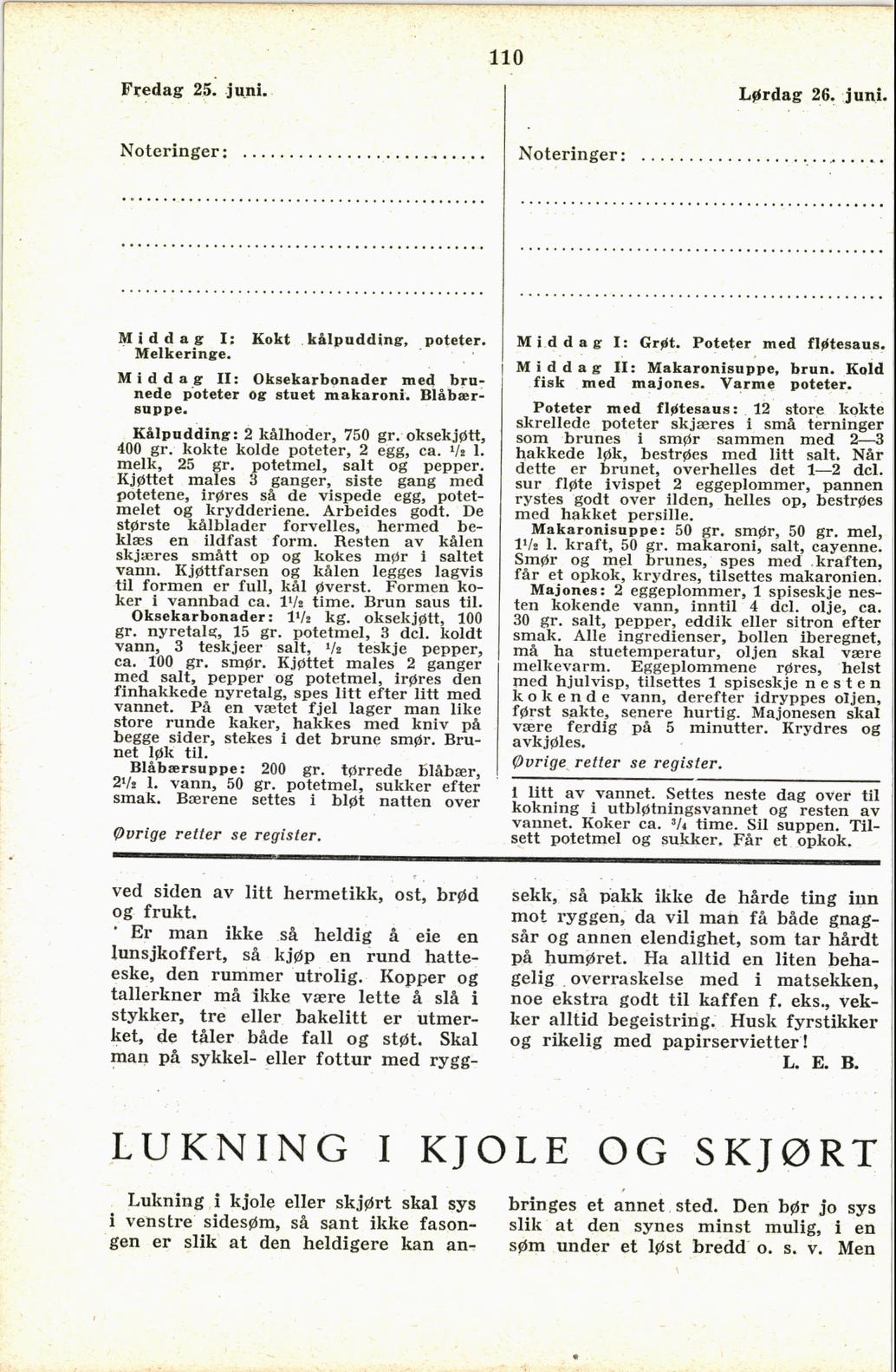 Faksimile av almanakksiden 25. juni 1937