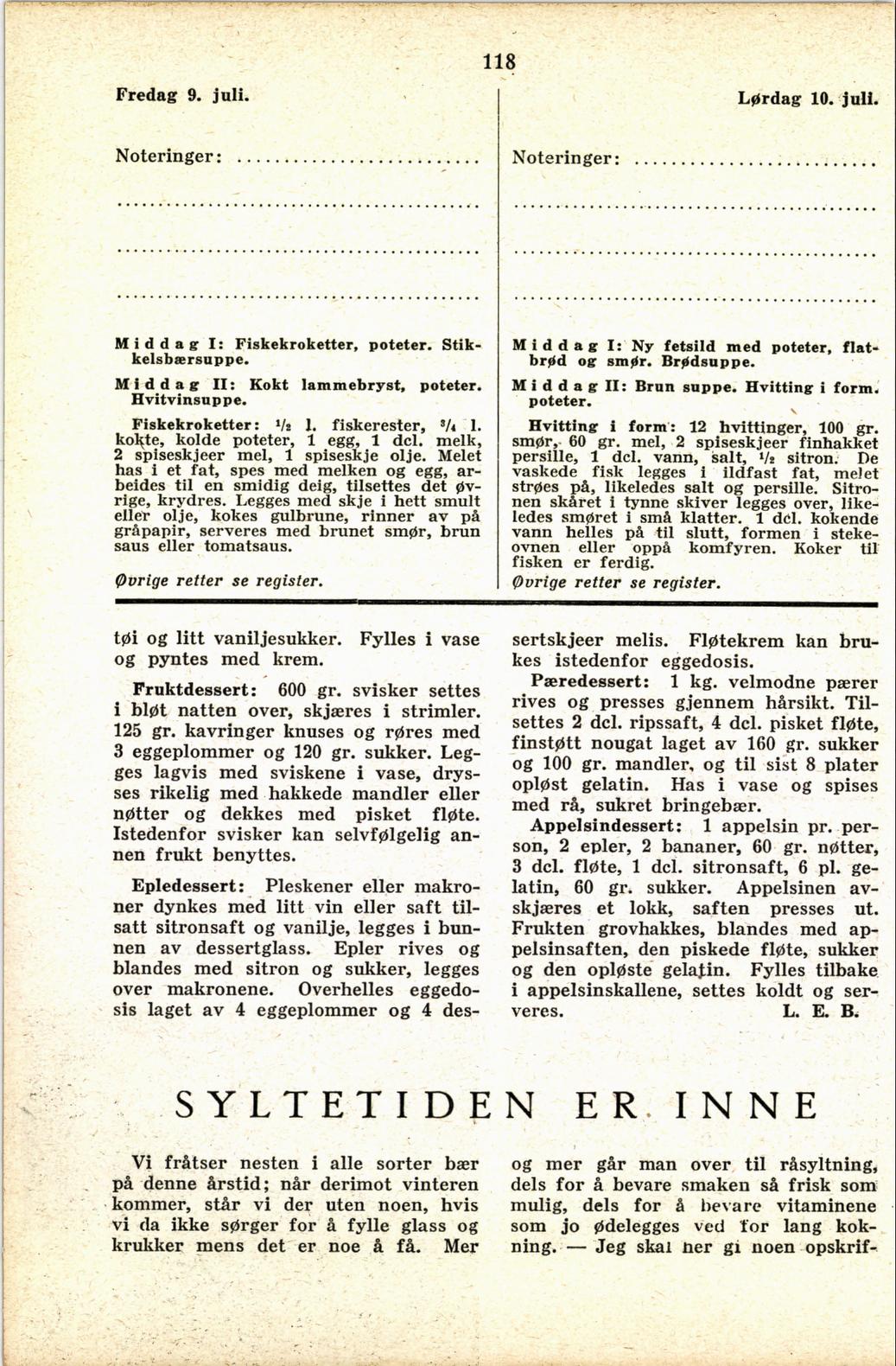 Faksimile av almanakksiden 9. juli 1937