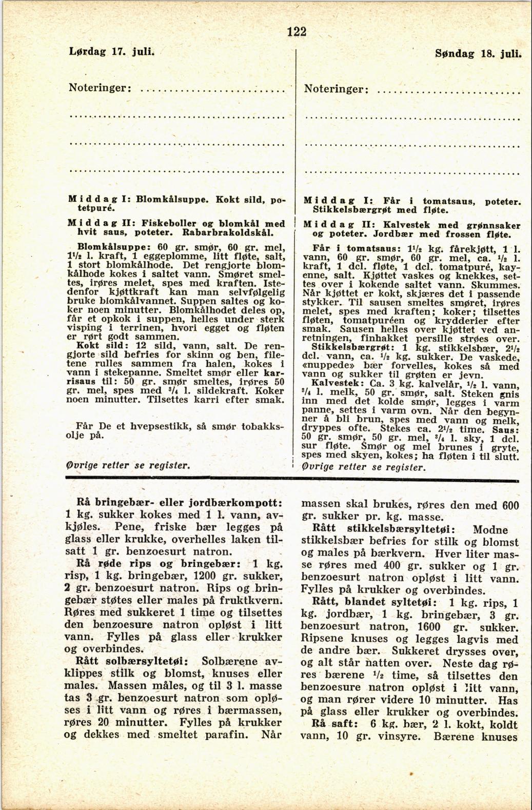 Faksimile av almanakksiden 17. juli 1937