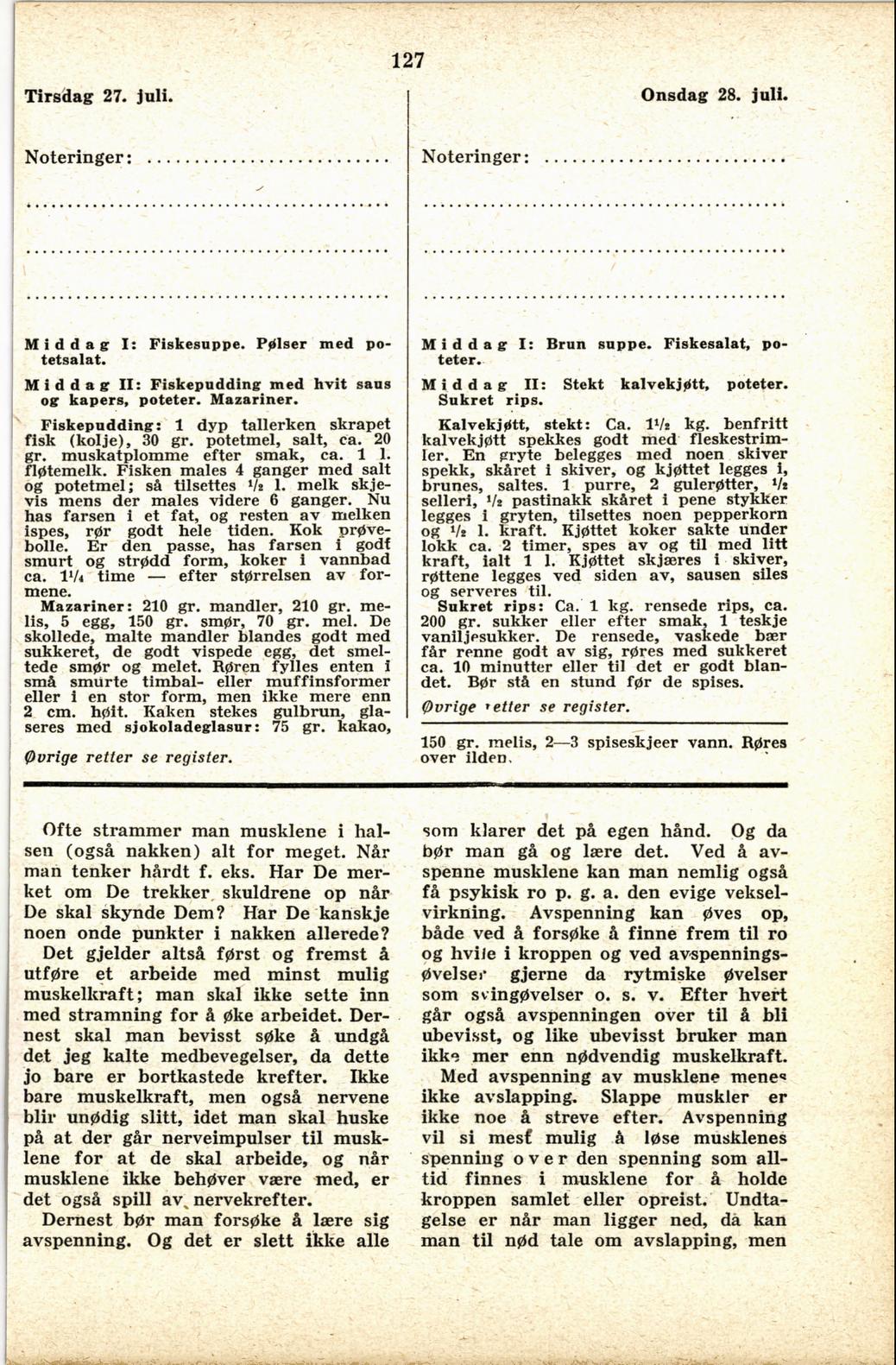 Faksimile av almanakksiden 27. juli 1937