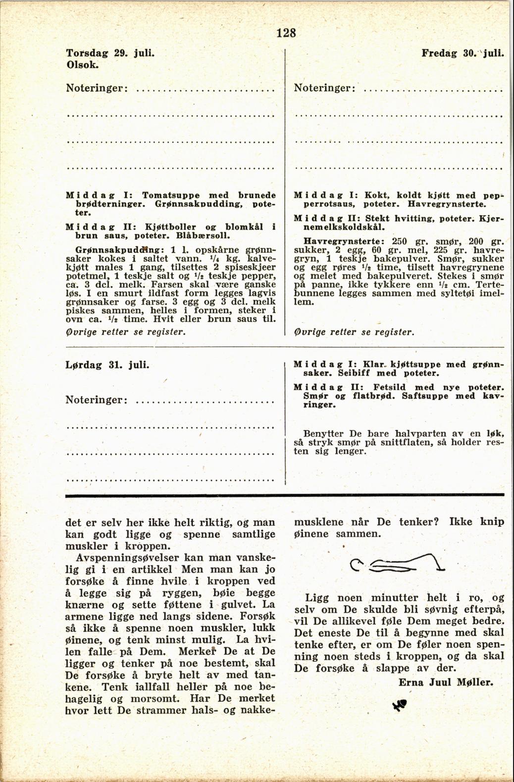 Faksimile av almanakksiden 29. juli 1937
