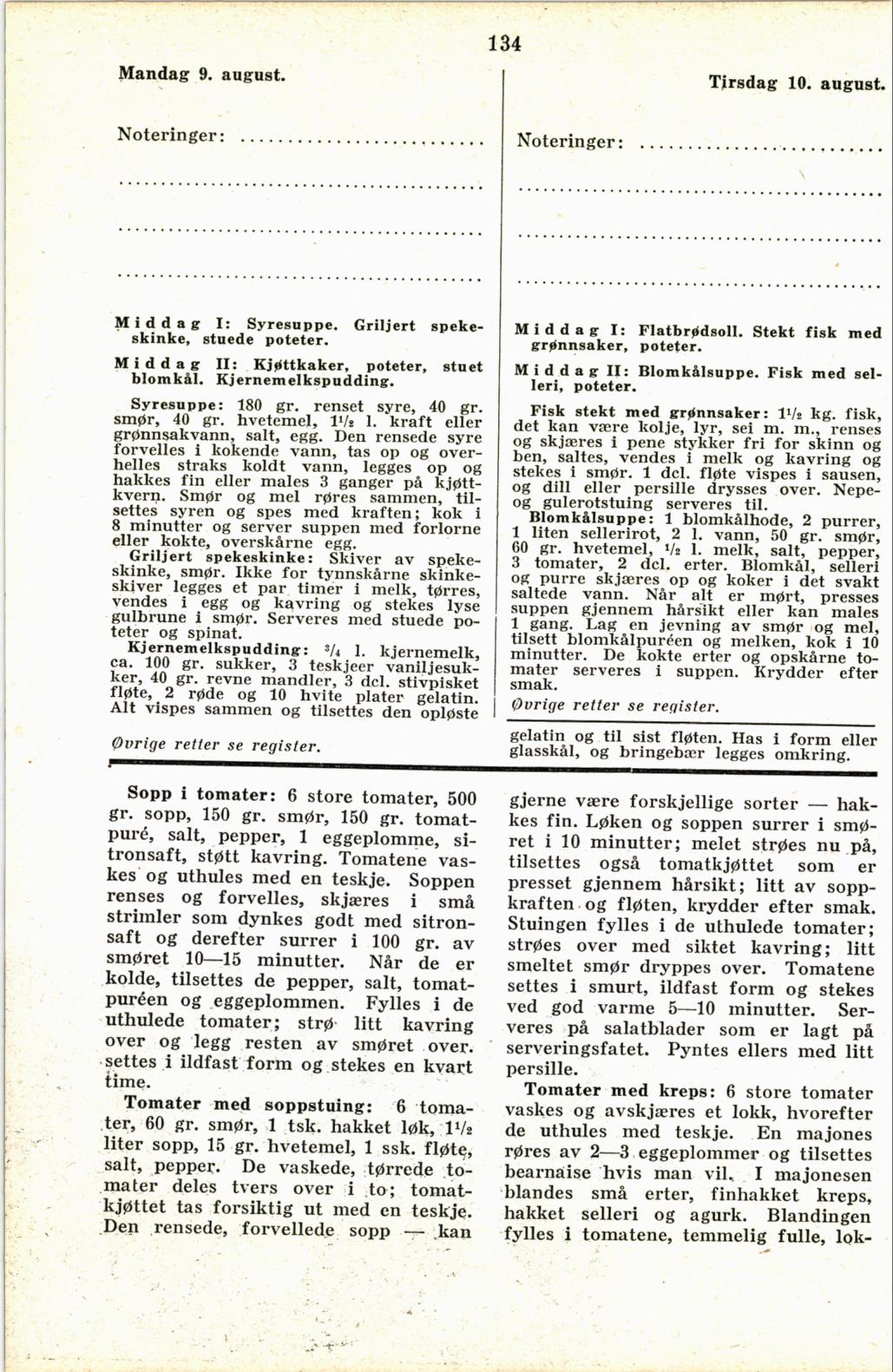 Faksimile av almanakksiden 9. august 1937