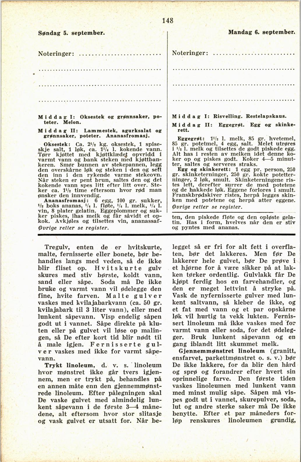 Faksimile av almanakksiden 5. september 1937