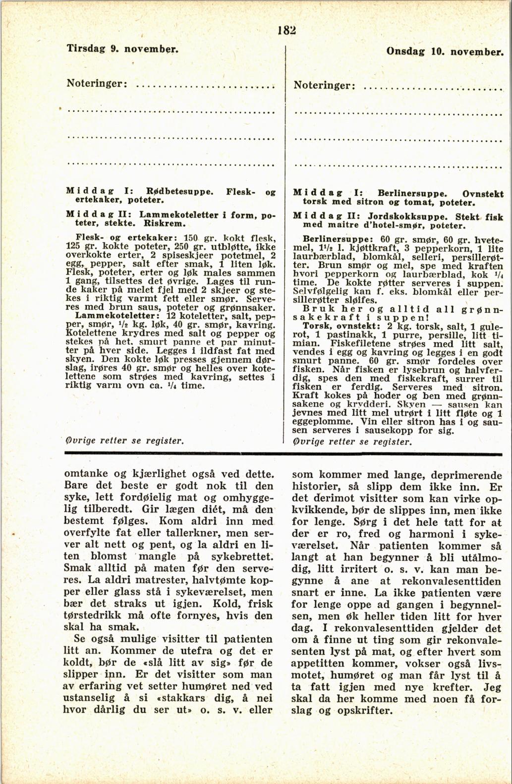 Faksimile av almanakksiden 9. november 1937