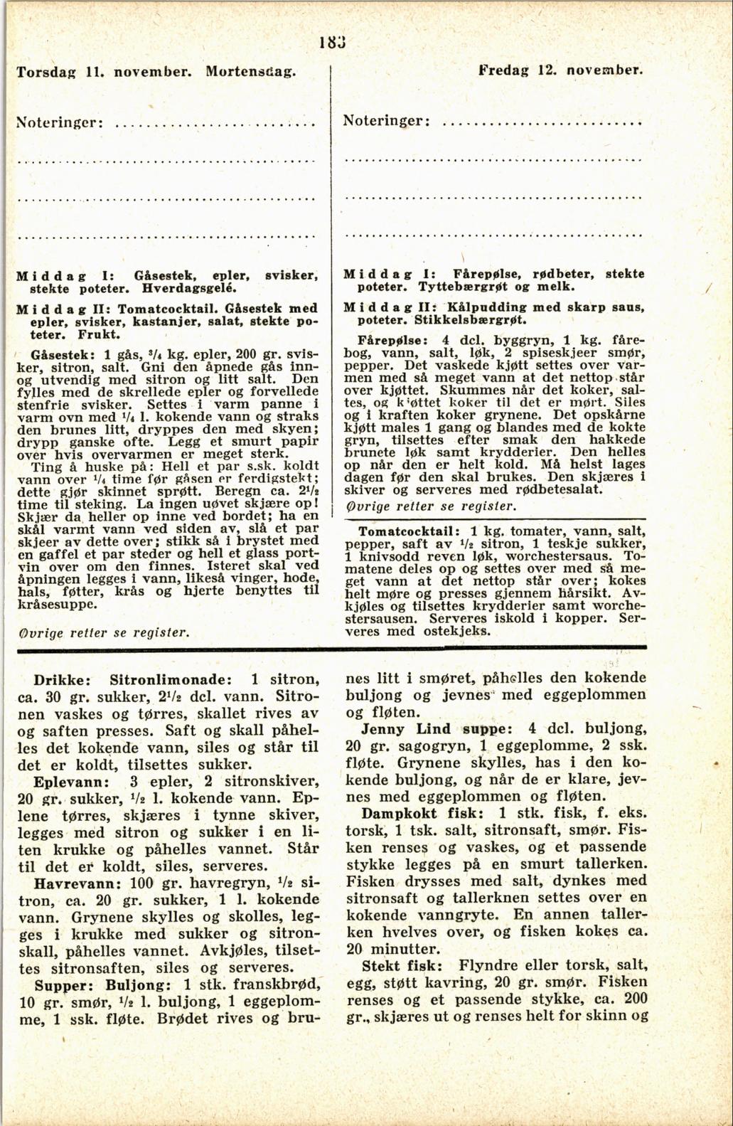 Faksimile av almanakksiden 11. november 1937