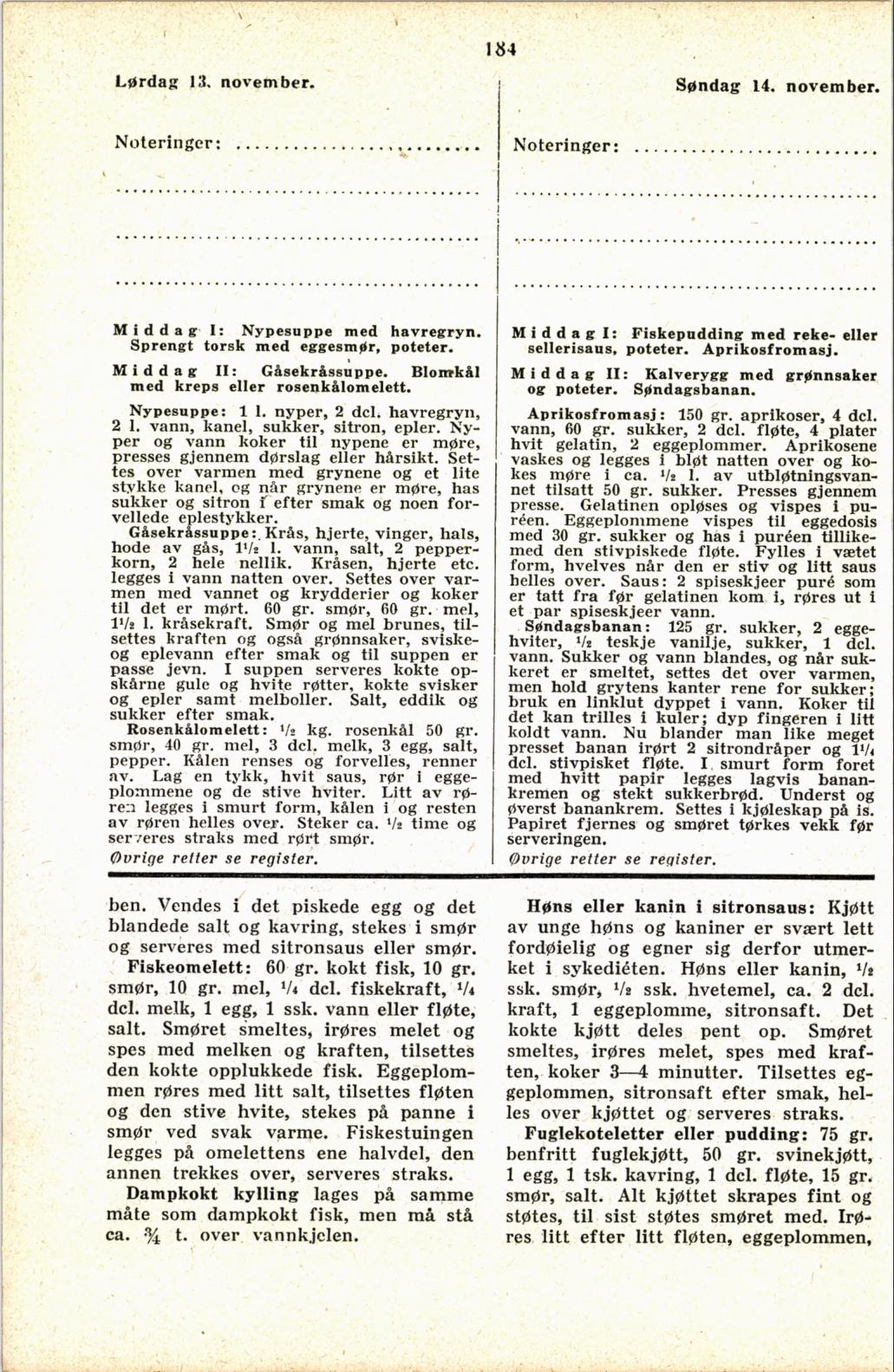 Faksimile av almanakksiden 13. november 1937