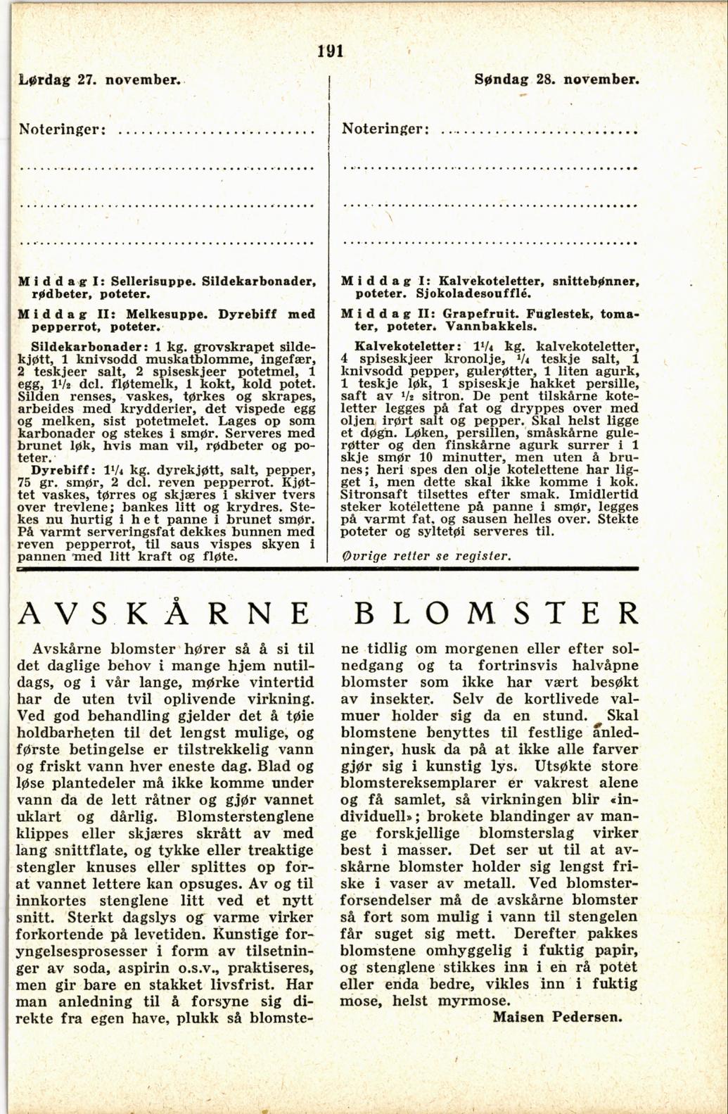 Faksimile av almanakksiden 27. november 1937